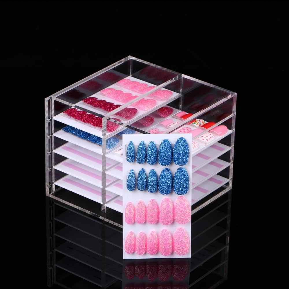 10 Layers Acrylic Nail Storage Organizer, Cosmetic Makeup Container Box, Clear Case Cabinet Display Used for Nail Storage and Nail Salons (10 Layers Type B)