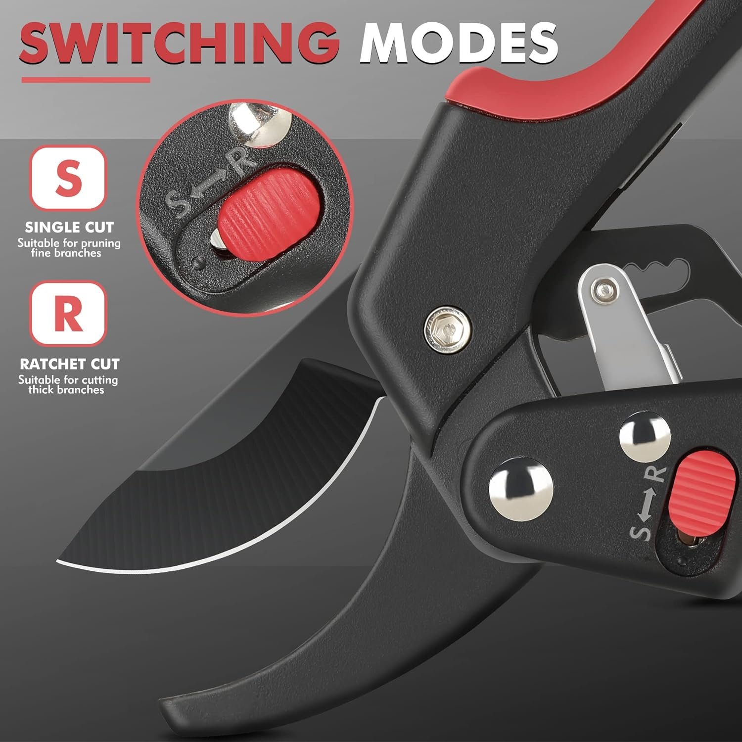 Milifox Ratchet Pruning Shears Secateurs for Gardening, Bypass Scissors with Sk-5 Steel, Professional Anvil Garden Tree Trimming, Cutting Rose Tree Plants image number 2