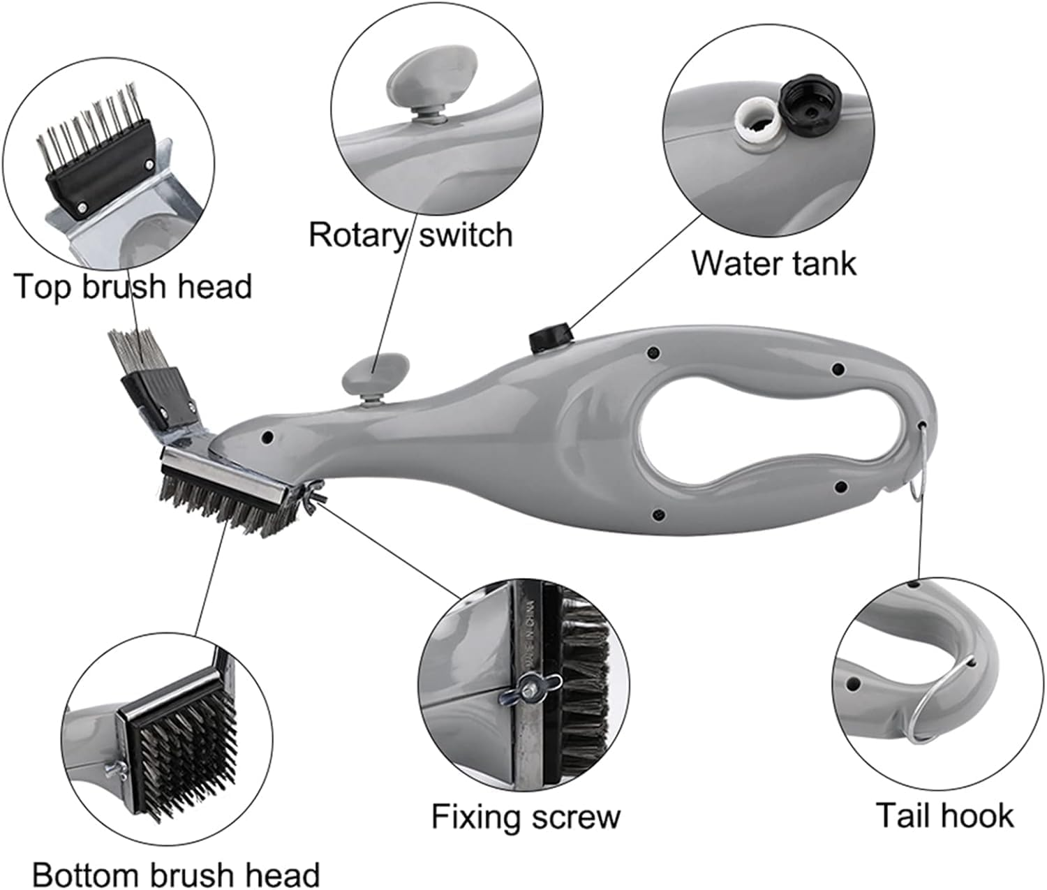 Barbeque Grill Steam Brush,Stainless Steel Barbeque Grill Steam Brush,Steam Grill Brush,Steam Clean Grill Brush,Bbq Grill Steam Stainless Steel Brush for Steel Cast Iron Ceramic Grills image number 2