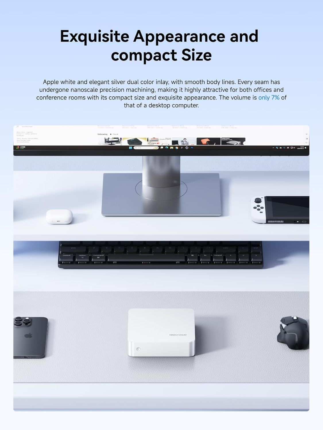 MINISFORUM Elite Mini M1-1295 Mini PC, Intel Core I9-12950Hx (16C/24T, Turbo up to 5.0Ghz), 32GB RAM 1TB SSD, HDMI 2.1/DP 1.4/USB-C, LAN 2.5Gbe, 4X USB-A, Wi-Fi 6E, BT 5.2