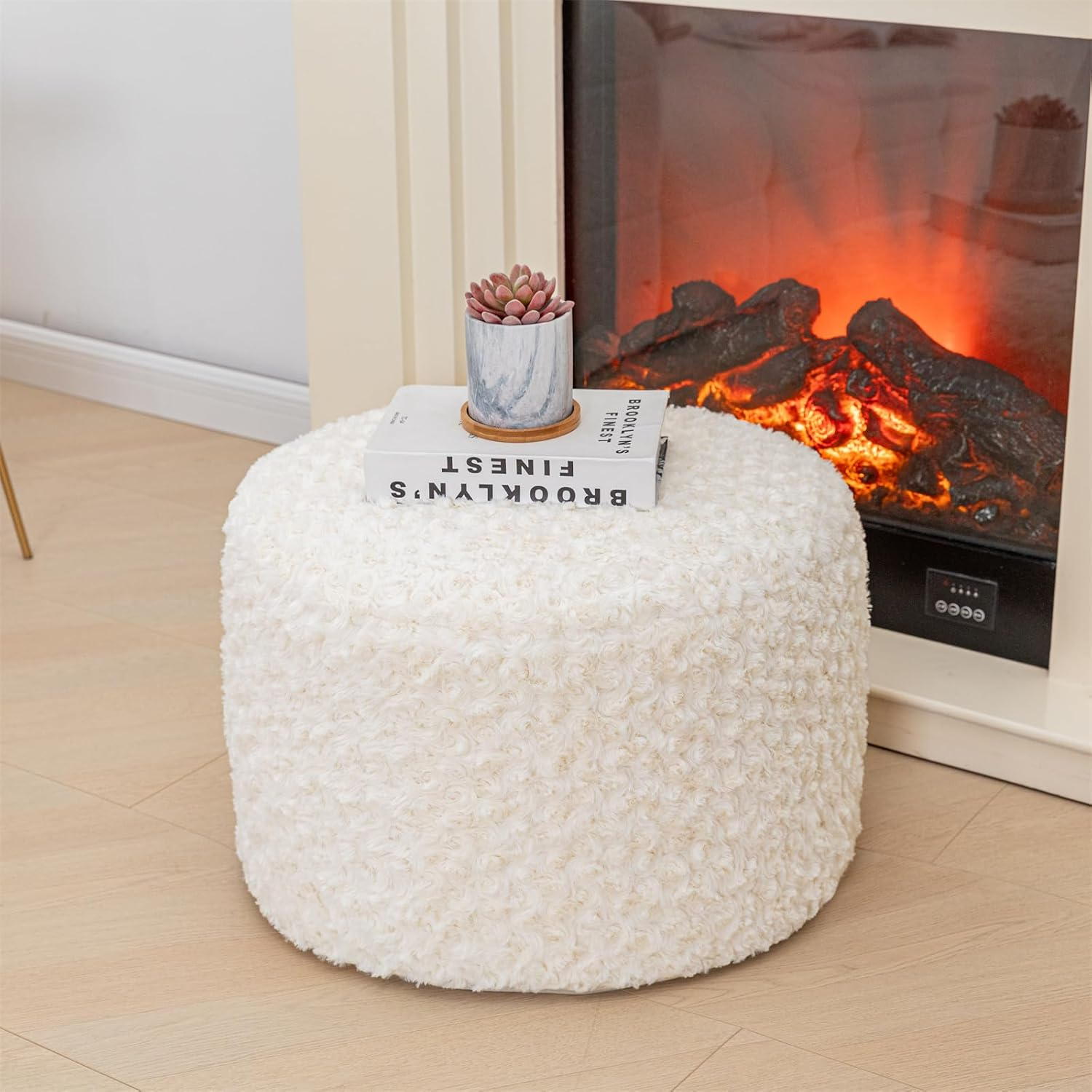 Unstuffed Ottoman Pouf Cover &ndash; 51X31Cm Footstool Slipcover, Storage Ottoman Foot Rest, Floor Pouf & Footrest Cushion Cover Only (Snow Gray)