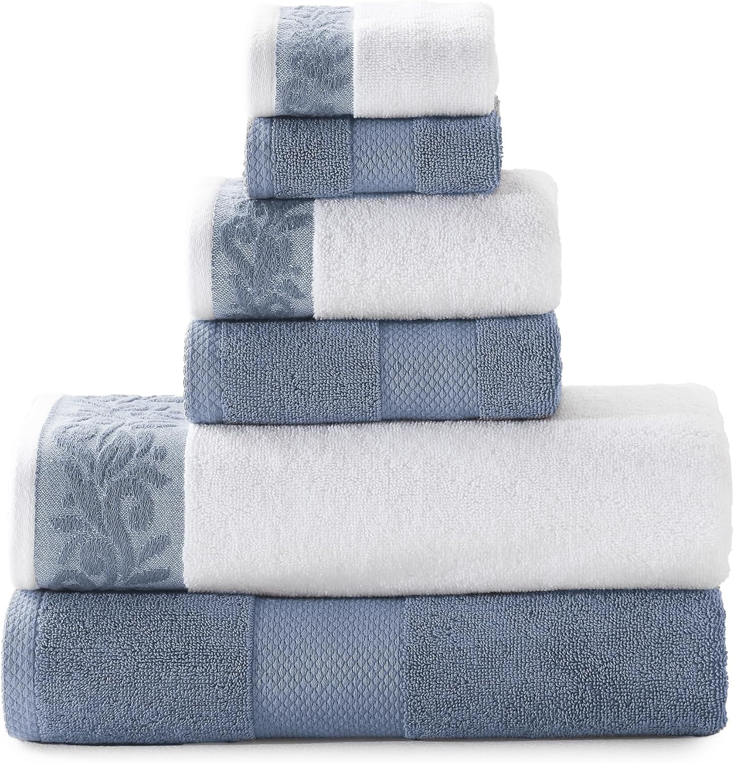 Modern Threads 600 GSM 6-Piece Towel Set with Filgree Jacquard Border Rose