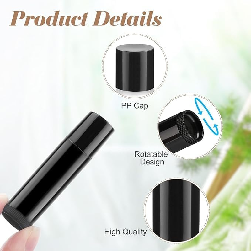 Acemedia 100 Pcs 5G Plastic Lipstick Tube Empty Black Lip Balm Tubes Containers Lip Gloss Storage Container Holder with Caps for DIY Lip Balm Cosmetic image number 1