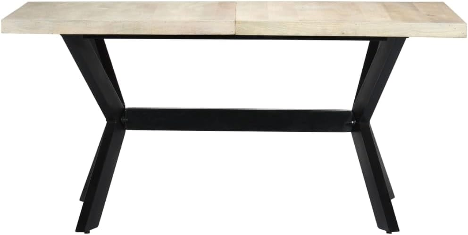 Vidaxl Solid Mango Wood Dining Table - White 160X80X75Cm - Modern Industrial Style with Powder-Coated Steel Legs - Sturdy Handmade Dining Room/Kitchen Table image number 7