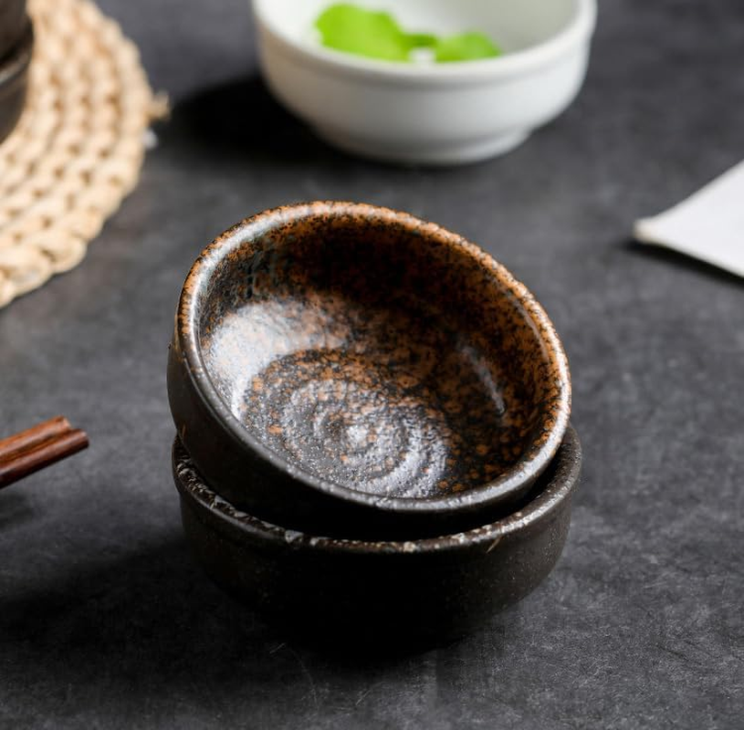 5 Pc-Japanese Style Ceramic Sauce Dipping Dishes Set, Small round Condiment Bowls, Appetizer Serving Bowls for Sushi and Dipping (5) image number 3