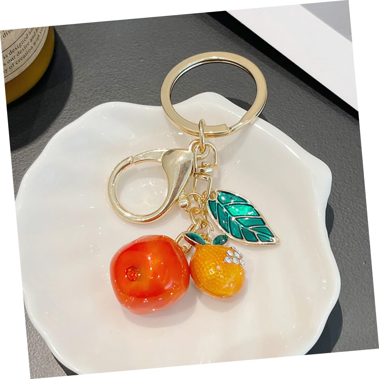 2Pcs Key Chain Pendant Decorative Keychain Accessories Backpack Fruit Pendant Keychain Charms Car Key Chains Car Rhinestone Ornament Crystal Child Bulk Bags image number 3