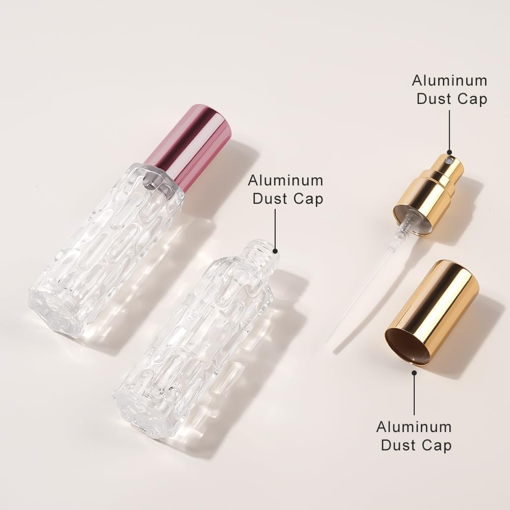 LOPHE Refillable Perfume Atomiser, 4 X 10 Ml, Travel Perfume Atomiser, Mini Perfume for Travel, Bottler, Perfume Bottle, Empty Gifts for Men and Women (Black + Silver + Gold + Rose Gold) image number 4