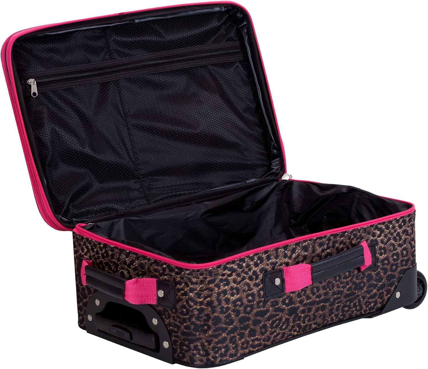 Rockland Jungle Softside Upright Luggage Set, Pink Leopard, 4-Piece Set (14/29/24/28), Jungle Softside Upright Luggage Set - Owl image number 3