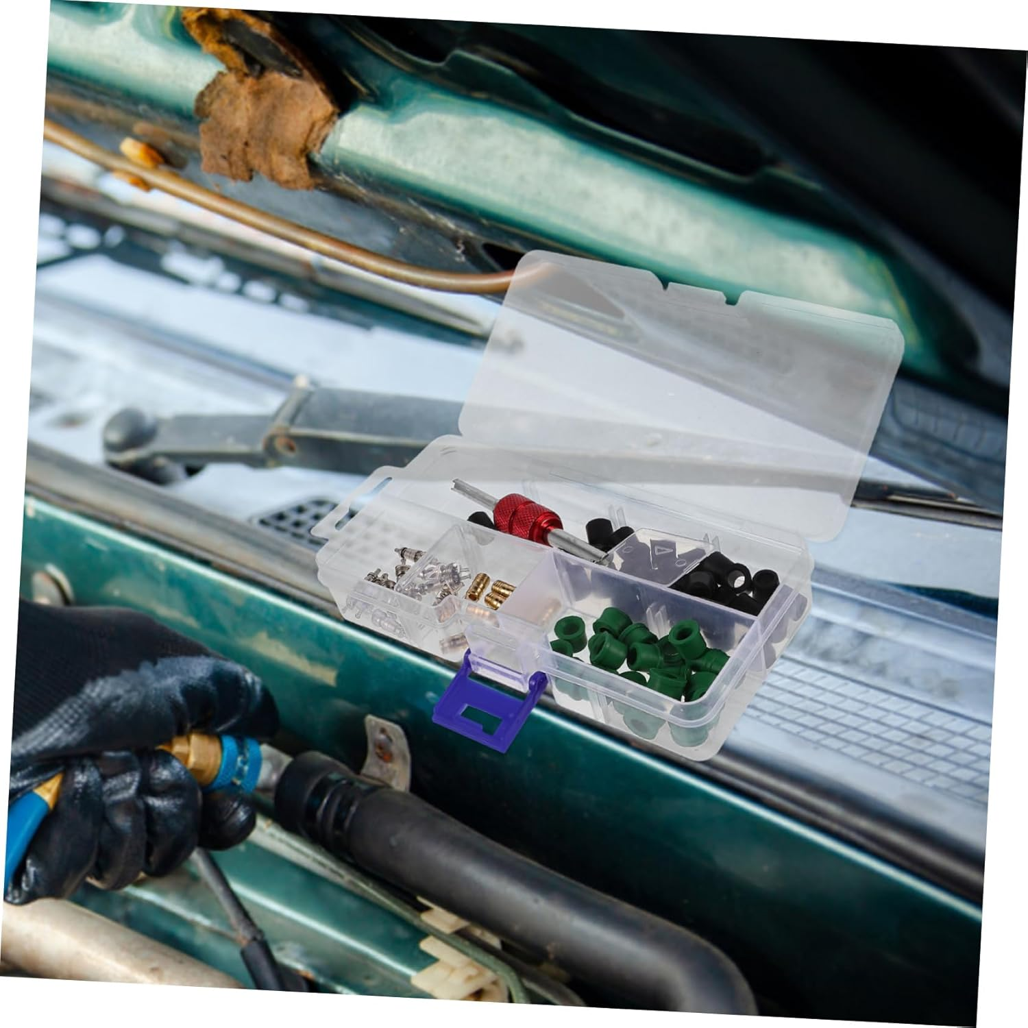 TINEASUR 71Pcs C Valve Core Removal Tool Set Automotive Repair Kit for Air Conditioning Maintenance and Construction Essential Valve Stem Core Remover Tools with Storage Box image number 6