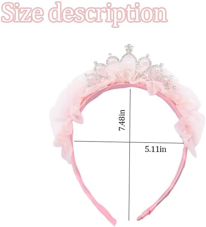 Crown Priness Tiara Cute Fairy Headband for Girls Crowns Hairband for Birthday Party Favors Christmas Halloween Cosplay Hair Accessories for Kids, Pink image number 4