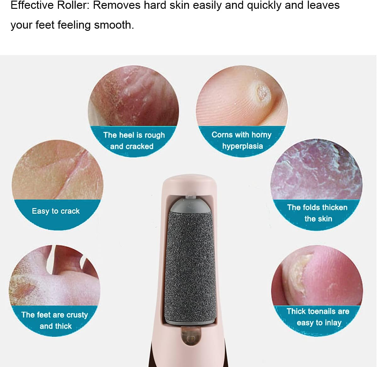 5 Pack Black Coarse Replacement Roller Refills Compatible with Finishing Touch Flawless Pedi Electric Tool File Include a Cleaning Brush image number 2