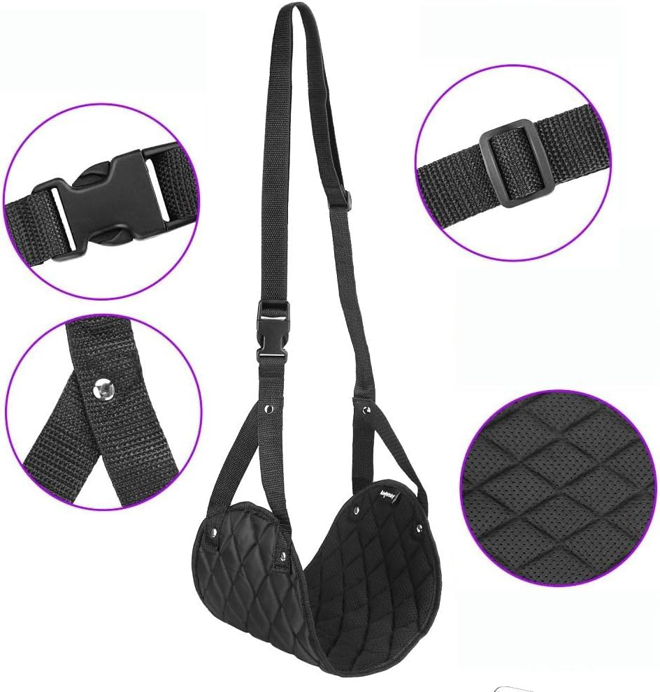 Aieve Airplane Footrest (Memory Foam), Portable Travel Foot Hammock, - Adjustable Airplane Footrest, Comfy Foot Hanger to Relax Your Feet, Reduce Leg Swelling and Soreness- Travel Accessories for Flight, Long-Distance Buses, Train, Office and Home (Black)