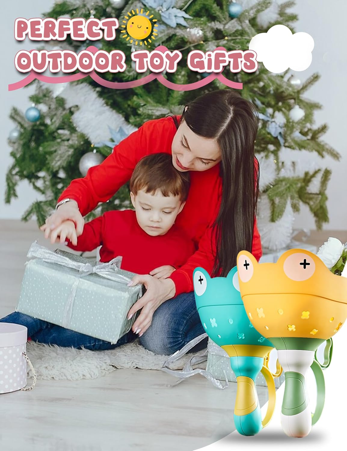 2-Pack Outdoor Toys for Kids Ages 3-12 Flying Disc Launcher Toys Backyard & outside Catching Games Fun & Safe Yard Toys with 20 Discs for Children'S Active Play (Red+Yellow) image number 2