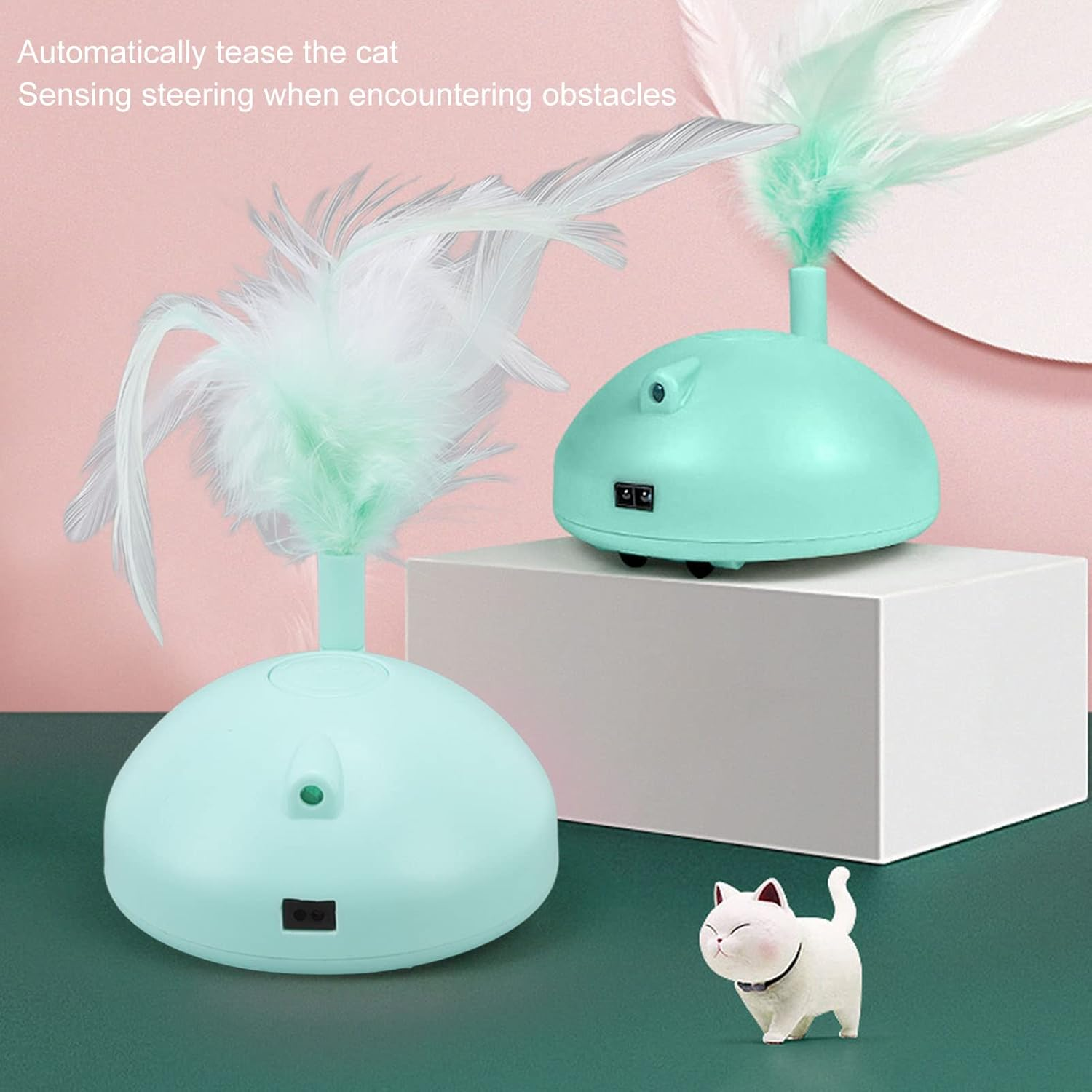 Rechargeable Electric Cat Toy Sphere with Feather USB Interactive Induction Play Sphere for Cats 360 Degree Intelligent Navigation for Endless Fun Ideal for Indoor Cats image number 4