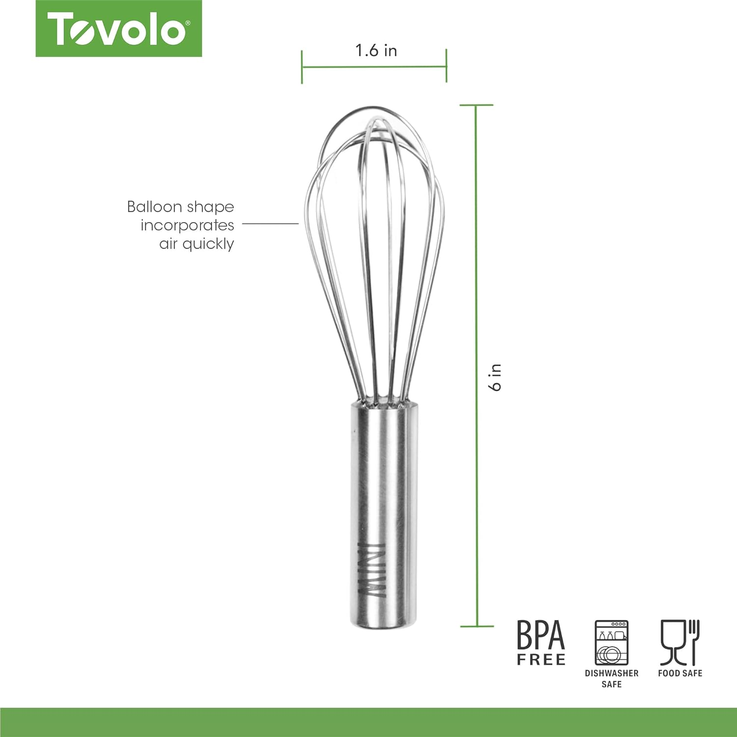 Stainless Steel Mini Whisk, 6" - Kitchen Mini Whisks for Cooking, Blending, Mixing, Stirring, Whipping & Beating - Whisking Tool as Mixer, Frother & Stirrer - Dishwasher Safe Whisker image number 6