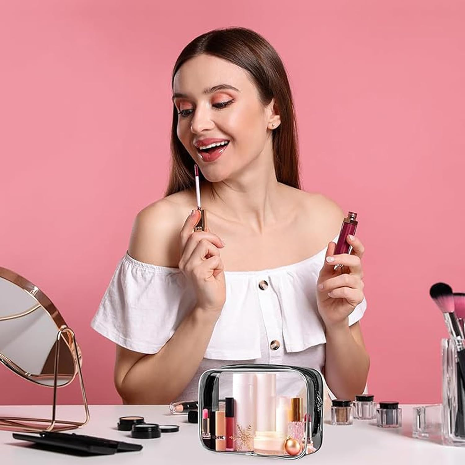 Clear Toiletry Bags for Traveling 4 Pcs, Waterproof Transparent Travel Makeup Bag with Zippers image number 5