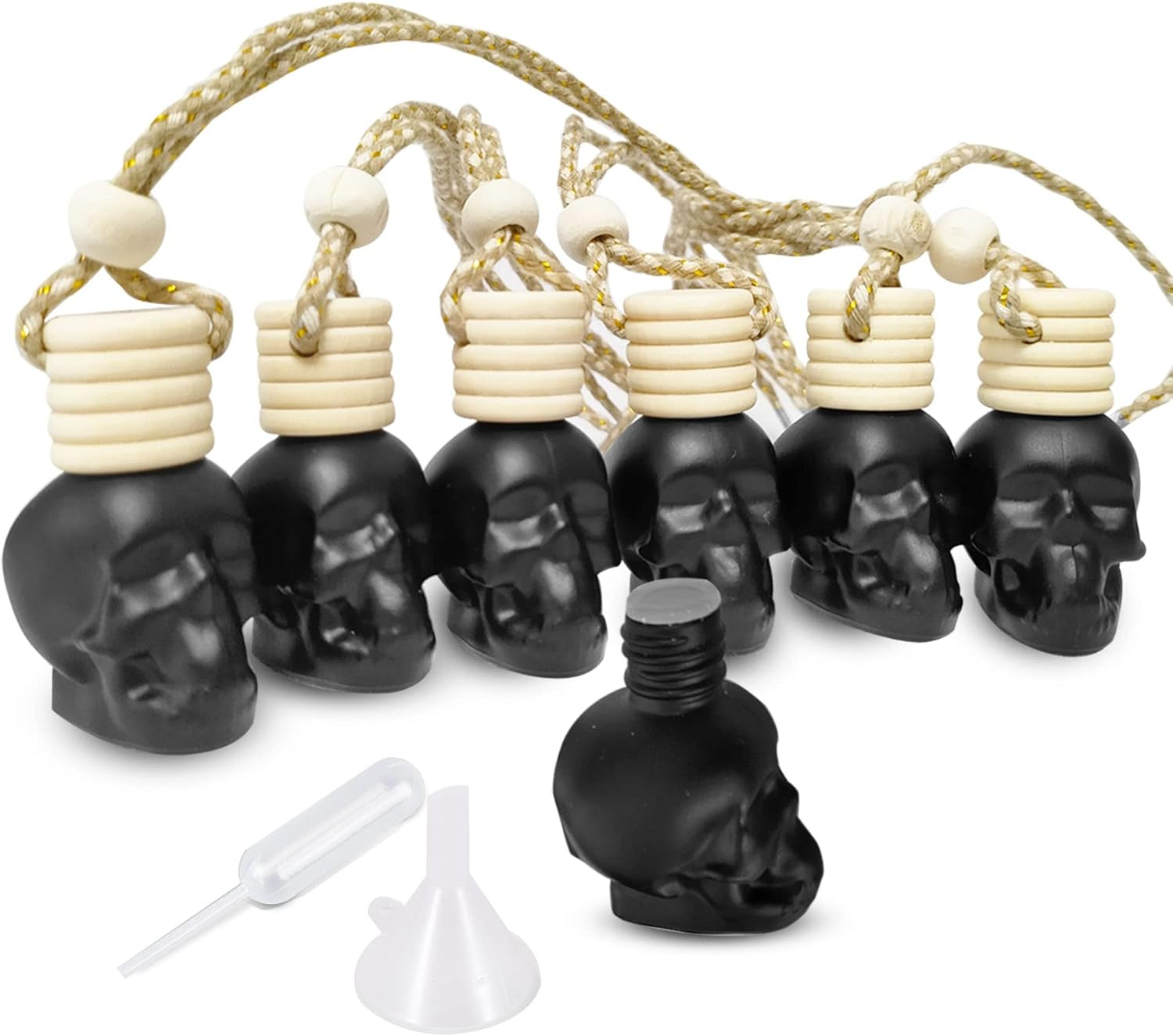 7 PCS Mini 10Ml Colors Skull Perfume Bottle for Car Air Freshener Pendant Essential Diffuser Oil Fragrance Aromatherapy Empty Bottle Decor &hellip;