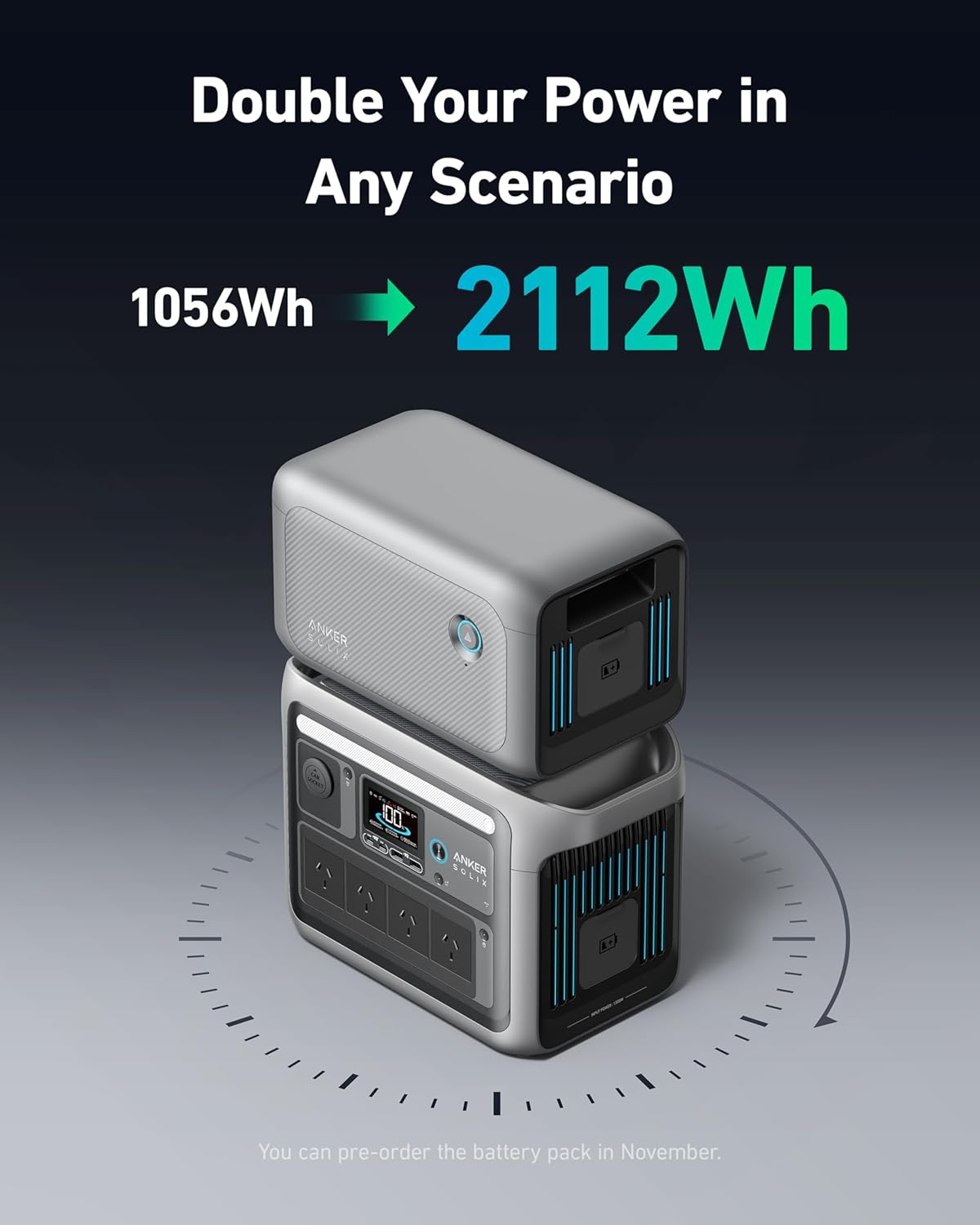 Anker SOLIX C1000 Portable Power Station, 1800W (Peak 2400W) Solar Generator, Full Charge in 58 Min, 1056Wh Lifepo4 Battery for Home Backup, Power Outages, and Outdoor Camping (Optional Solar Panel) image number 2