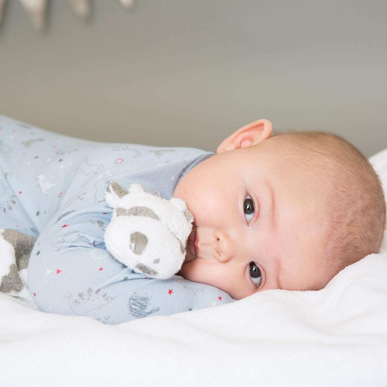 Angel Dear Pair and a Spare 3 Piece Blanket Set, White Cow with Grey Spots image number 1