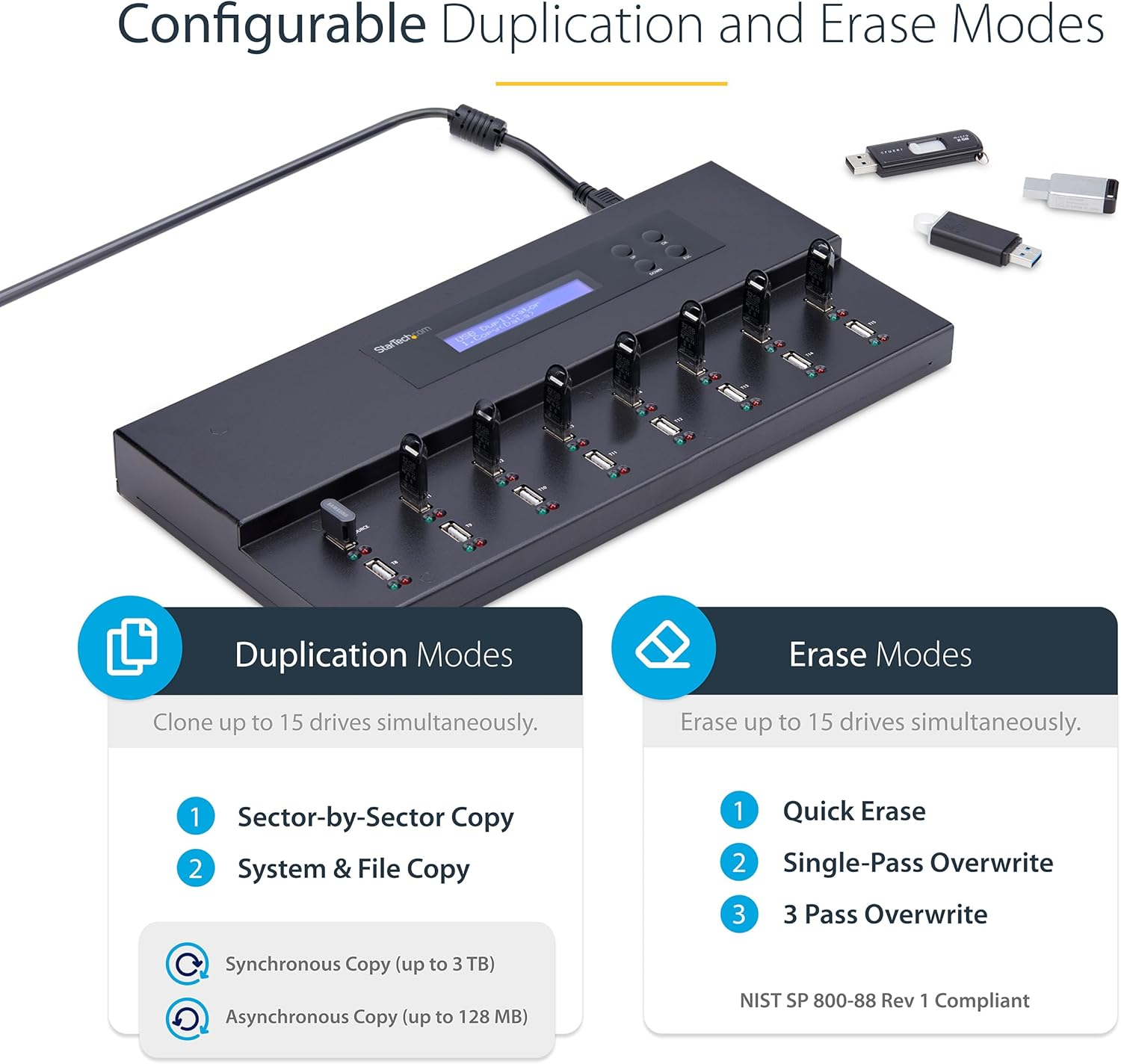 Startech.Com USBDUPE115 Standalone 1 to 15 USB Thumb Drive Duplicator and Eraser