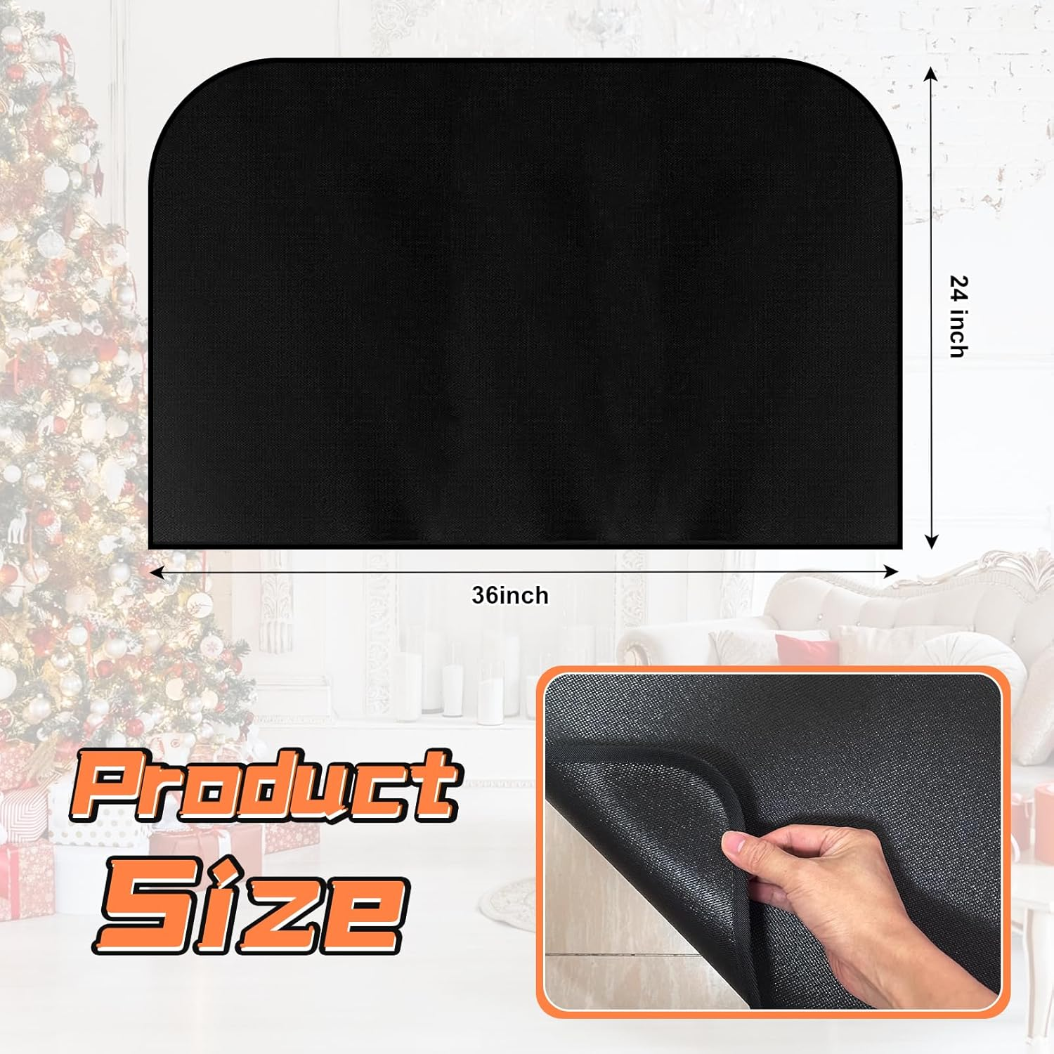 Fireproof Hearth Mat - D Shape, 36" X 24", Fire Resistant for Fireplaces & Woodstoves image number 3