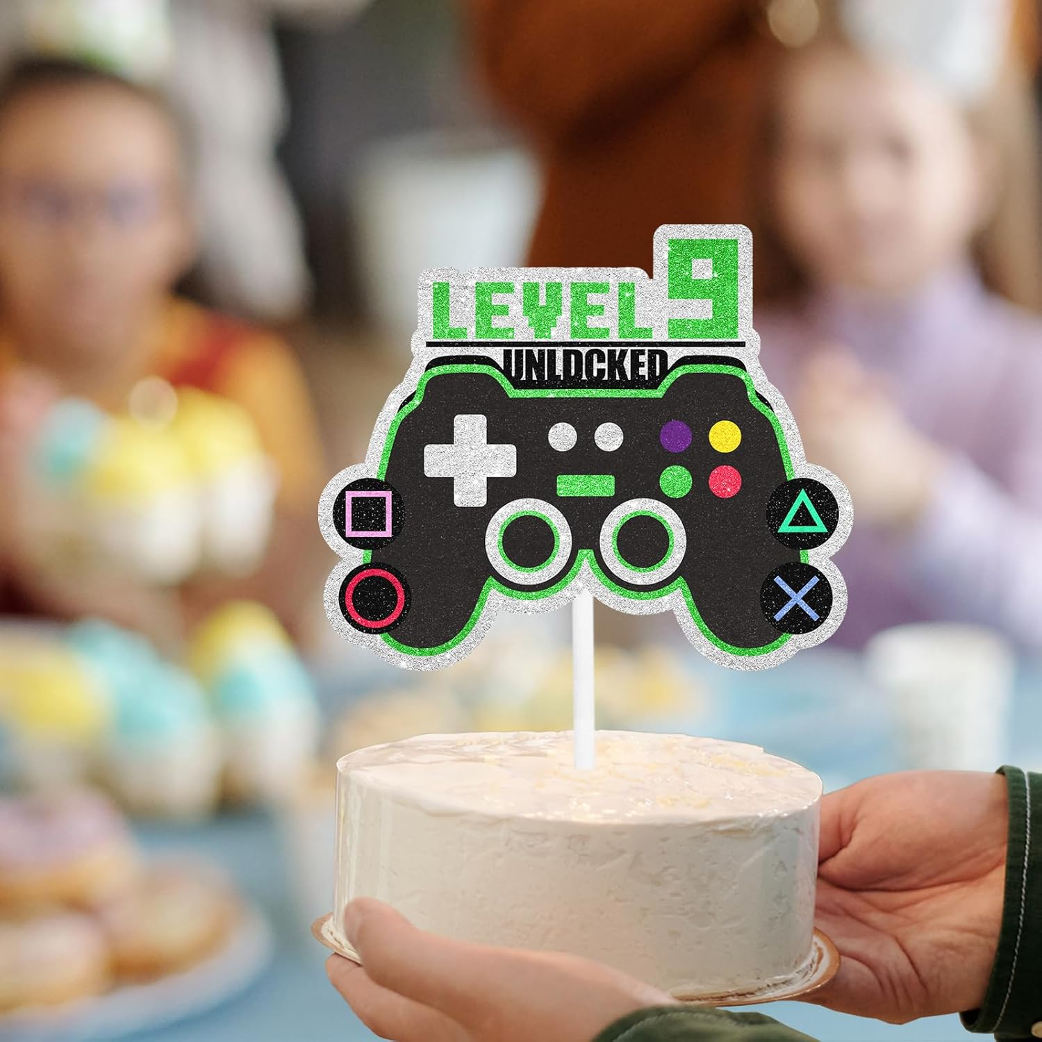 Game Controller Cake Topper Video Game Theme Level up 9 Happy Birthday Unlocked Decoration, Boys and Girls Birthday Party, Game Night, or Anniversary Party Decoration, Birthday Gift for Kids.Liangss