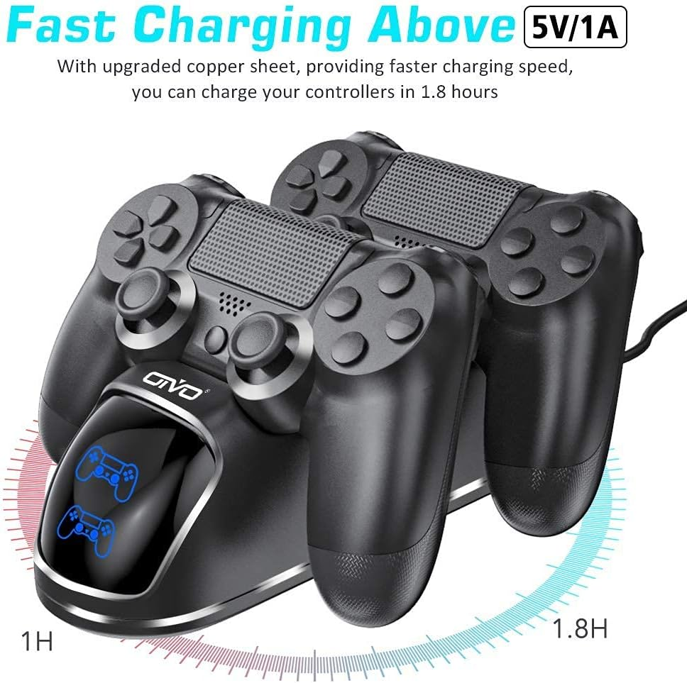 OIVO Controller Charger Compatable with PS4/PS4 Slim/Ps4 Pro Controller, PS4 Controller Charging Dock with Charging Cable, Fast PS4 Charger with Clear Indicator image number 3