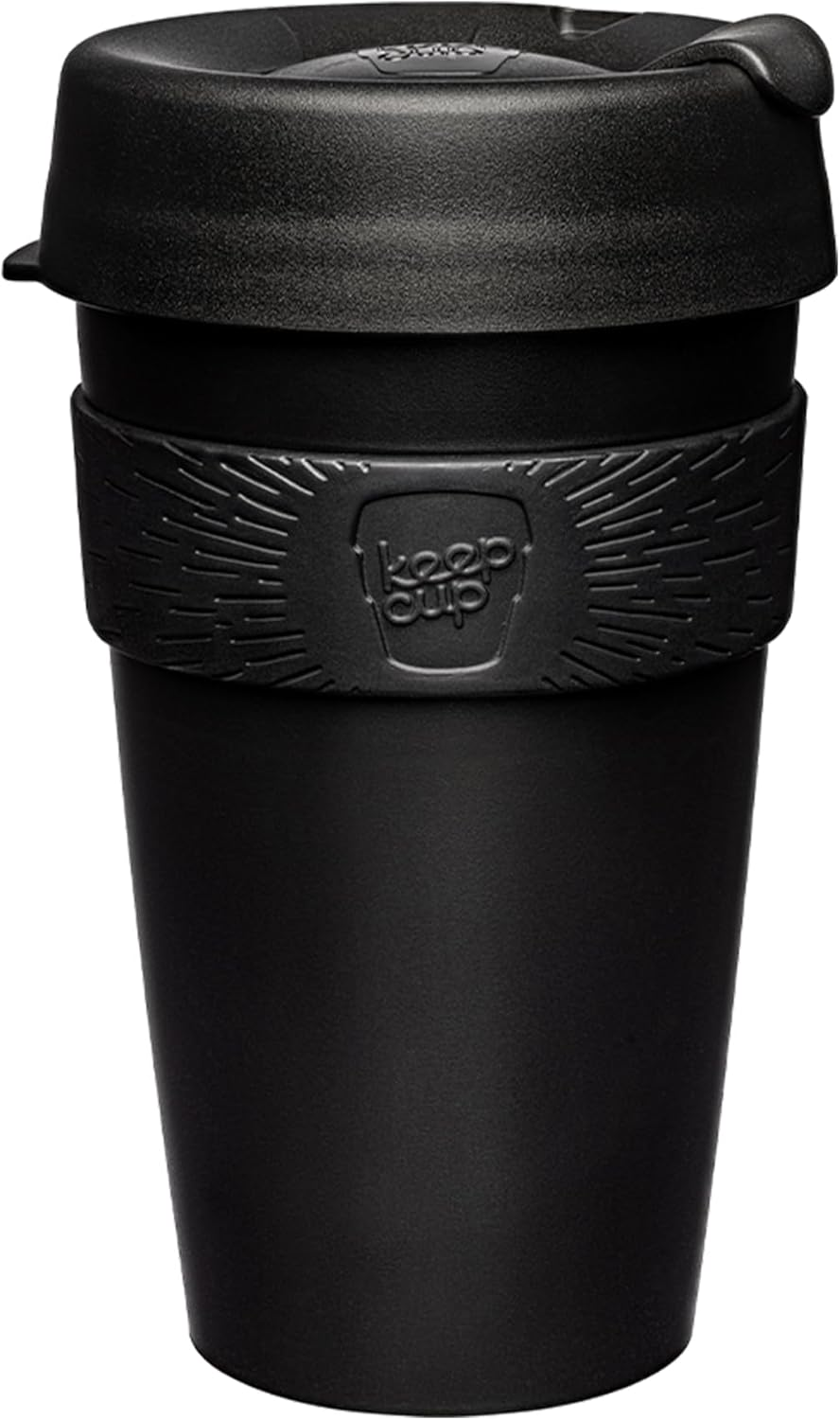 Keepcup Original, Lightweight Plastic Reusable Coffee Cup with Splashproof Sipper Lid - 16Oz/454Ml - Black