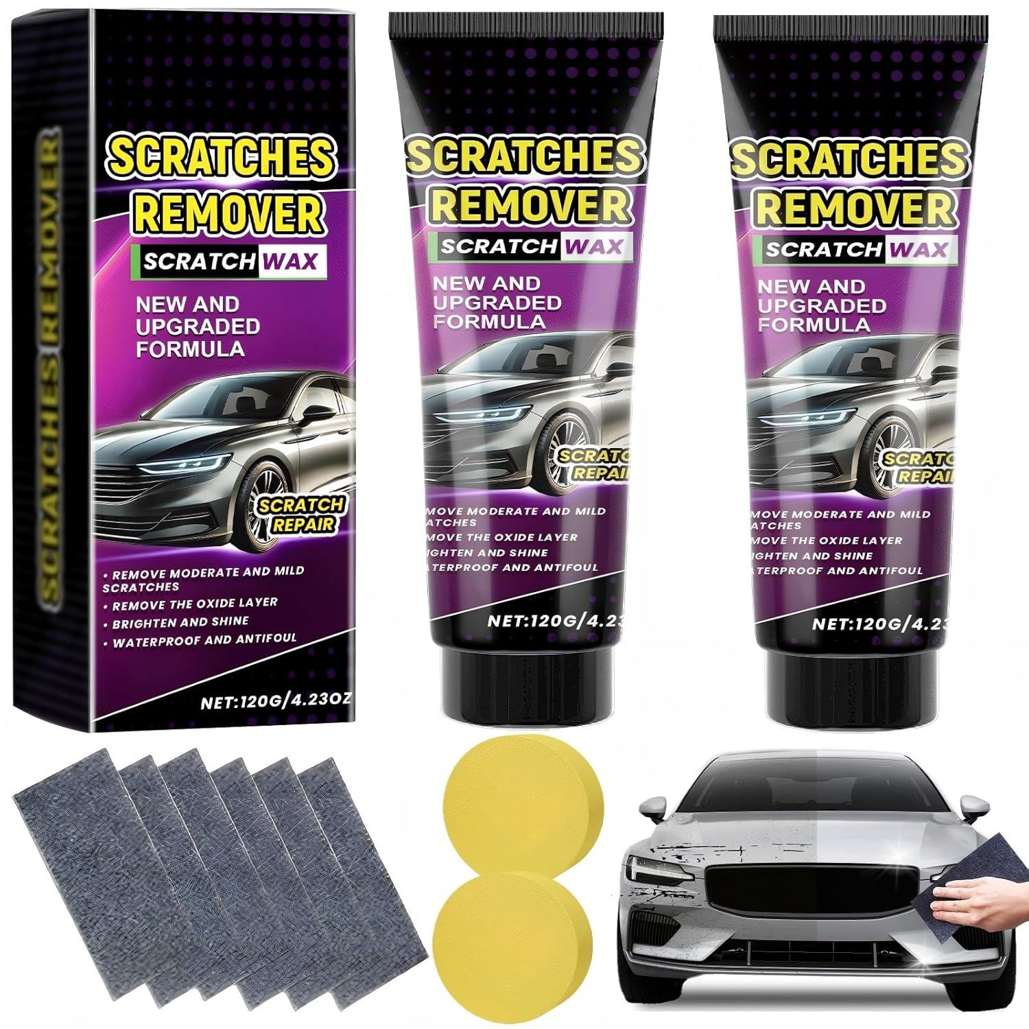 1PCS Nano Sparkle Cloth Car Scratch Remover 2025 Upgrade, Nanosparkle Cloth for Car Scratch Remover, Easy to Repair Paint Scratches,Water Spots Surface Polishing