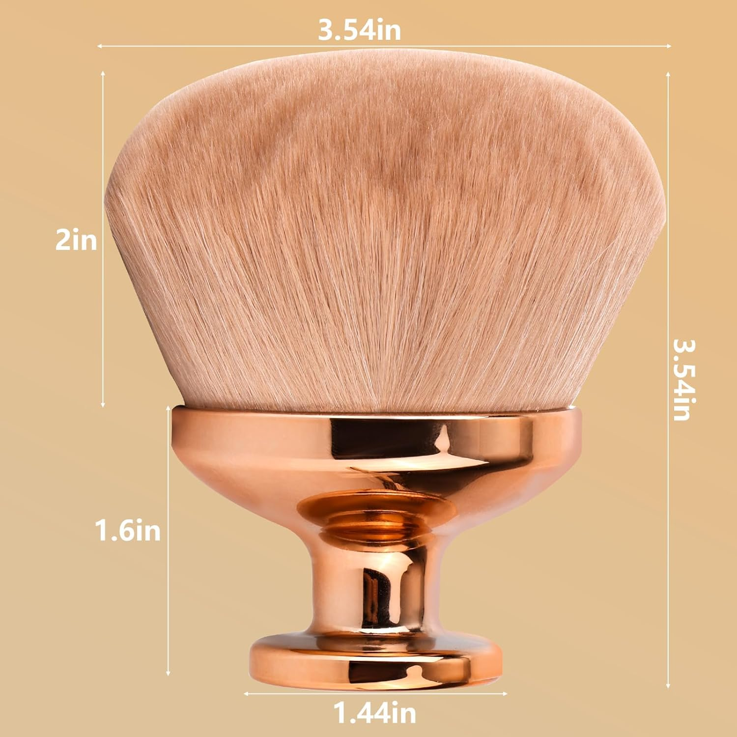 Extra Large Body Makeup Brush for Self Tanner, 3.54 Inch Wide-Headed Oval Brush Bronzers Blend Self Tanning Applicator with Drawstring Bag for Face Neck Back Legs Wet & Dry Use (Gold) image number 1