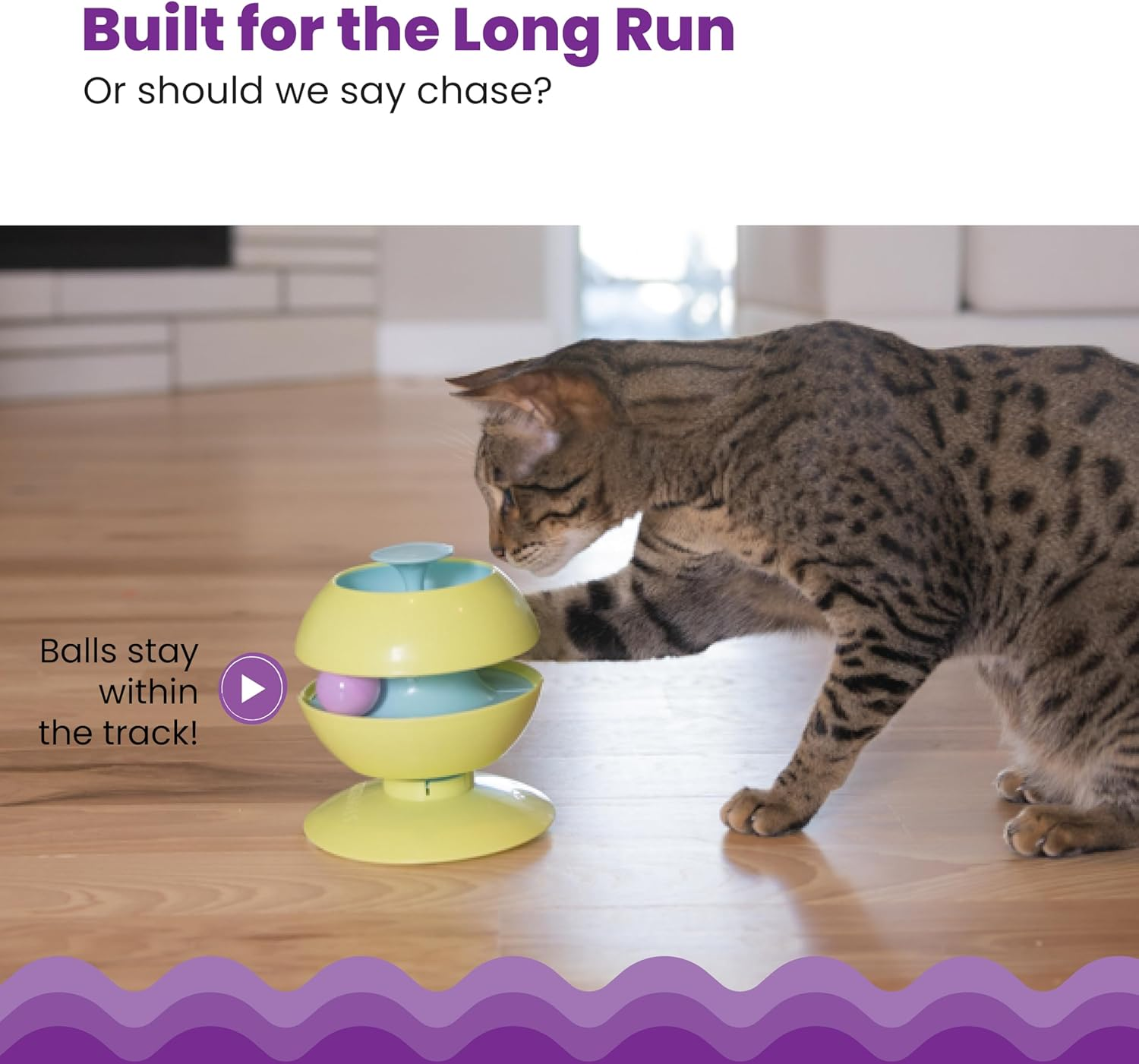 Catstages Twist-A-Ball 3-In-1 Convertible Cat Track Toy, Rolling Ball Toy for Indoor Cats, Green image number 4