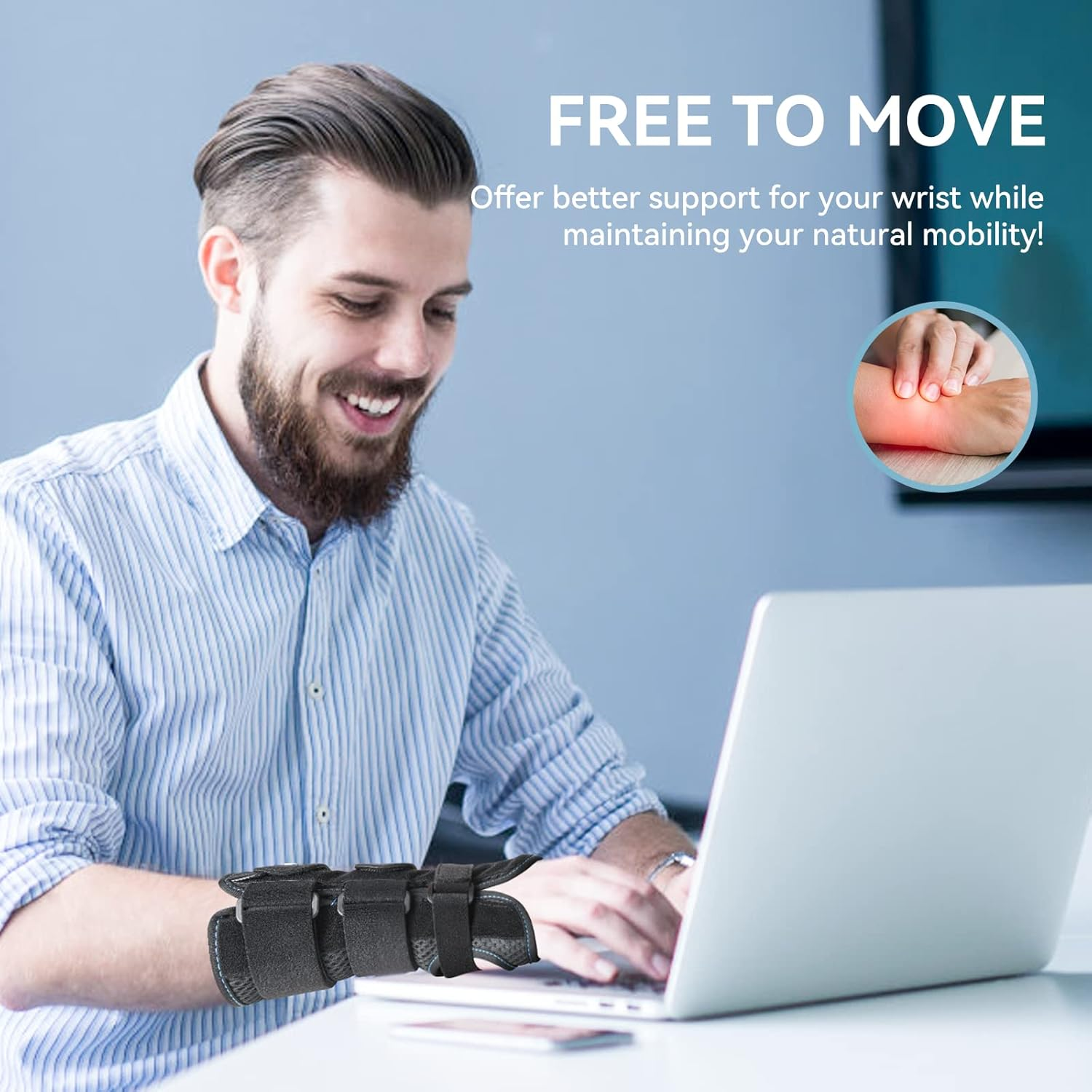 AGPTEK Carpal Tunnel Wrist Splint Adjustable Wrist Brace Wrist Support Brace for Injury Recovery Tendonitis Wrist Pain Sprain Sports - Black image number 3