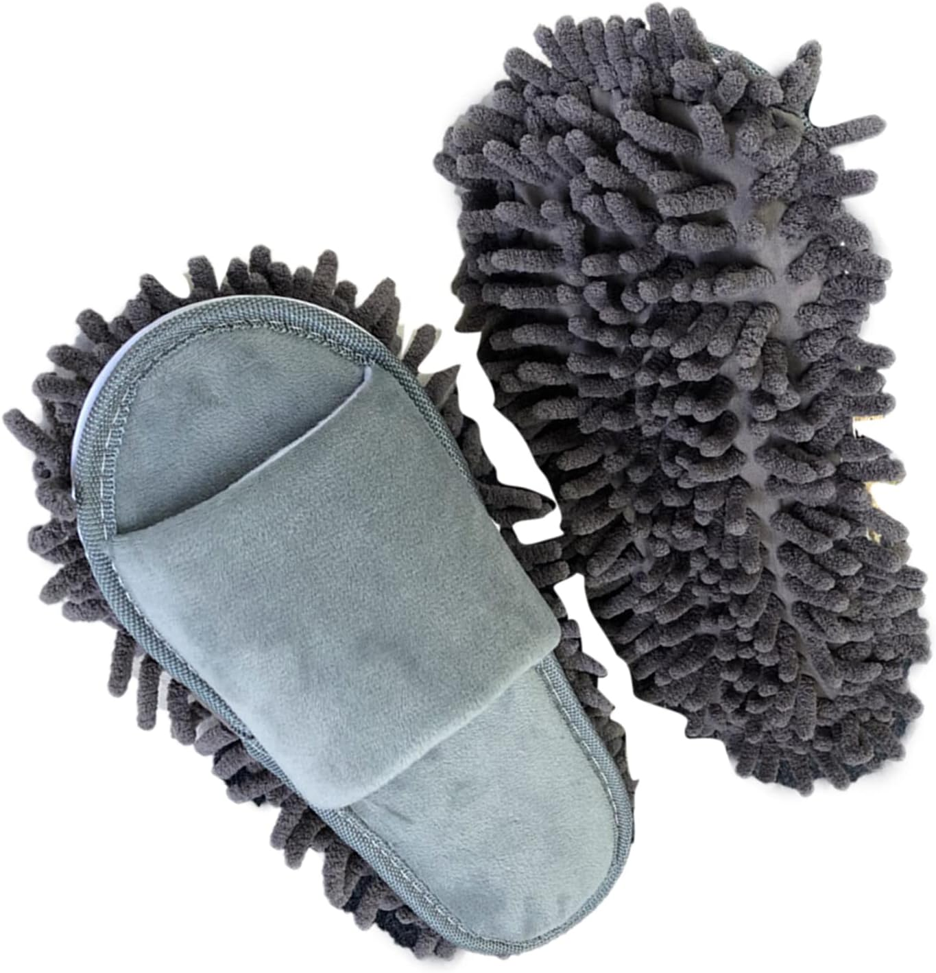 Zerodis Mop Floor Slippers, Microfibre Lazy Open-Toed Mop Slippers, Cleaning Shoe Cover with 6 Mm Wide Fasteners for Removing Dust, Dirt and Hair at Home image number 2