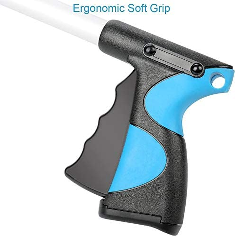 Reacher Grabber Tool, 32" Foldable Grabber Reacher for Elderly, Lightweight Extra Long Handy Trash Claw Grabber, Reaching Assist Tool for Trash Pick Up, Nabber, Litter Picker, Arm Extension (Blue)