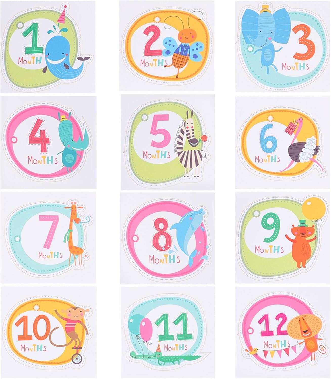 SUPVOX 12Pcs Month Stickers Photo Supplies Creative Milestone Stickers for Newborn Photography and Growth Documentation image number 2