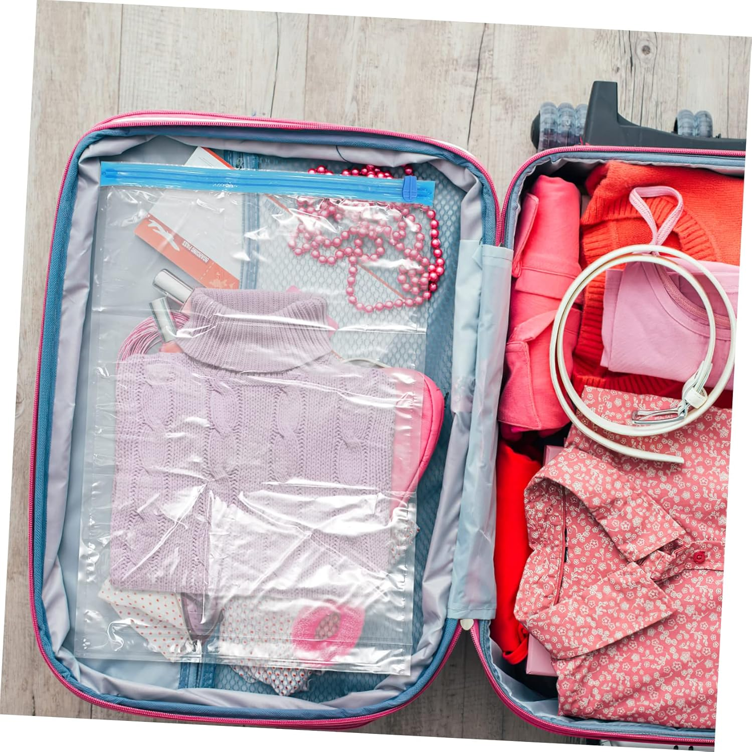 Luxshiny 10Pcs Hand Travel Vacuum Bag Compression Bags for Luggage Organiser and Space Saver image number 3