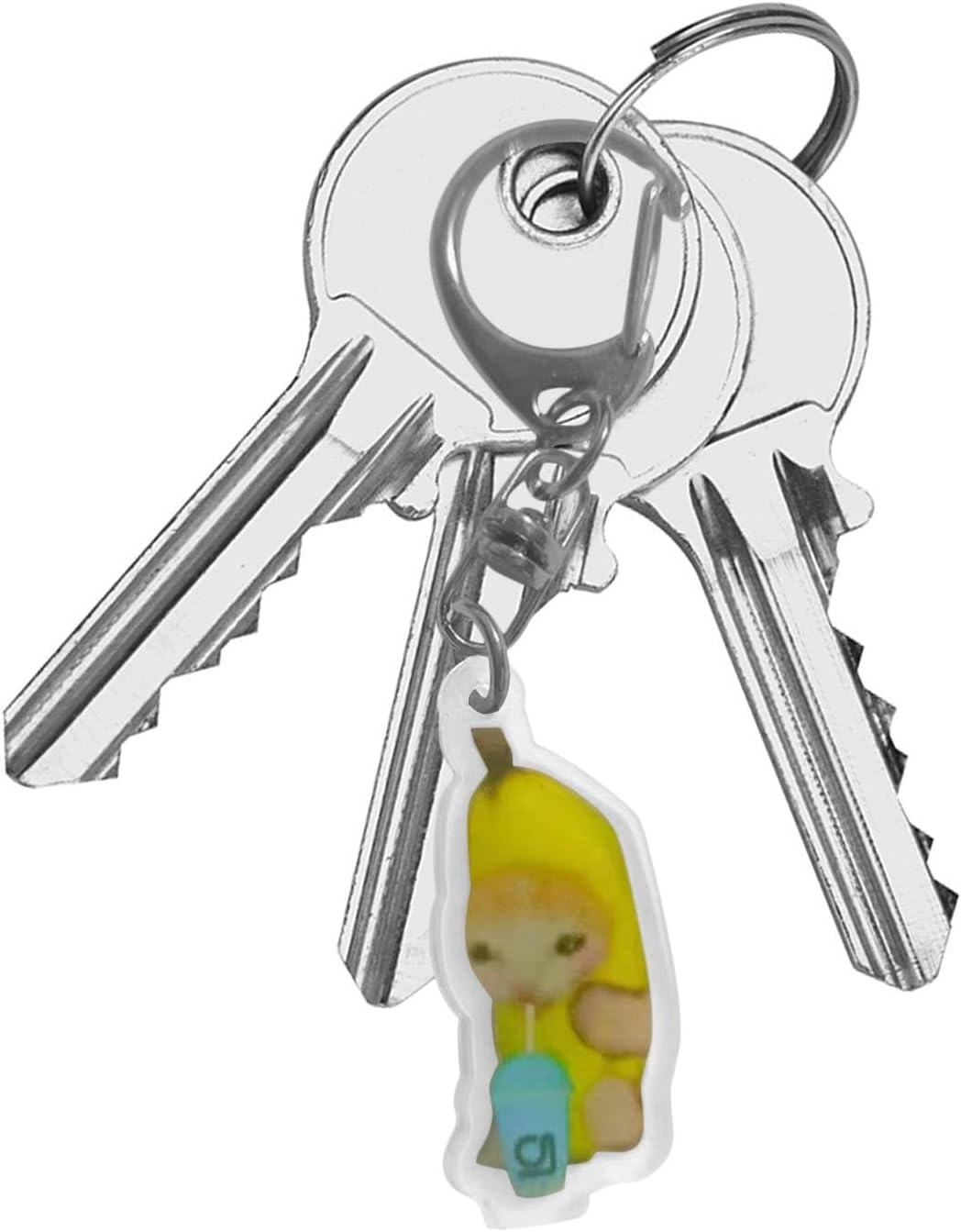 Furtryvl Keychain Charm | Unisex Fruit Shaped Crying Cat Key Pendant - 2D Acrylic Keychain Clicker Toy with Lanyard for Car Keys, Backpacks, Hand Bags, Kids and Adults