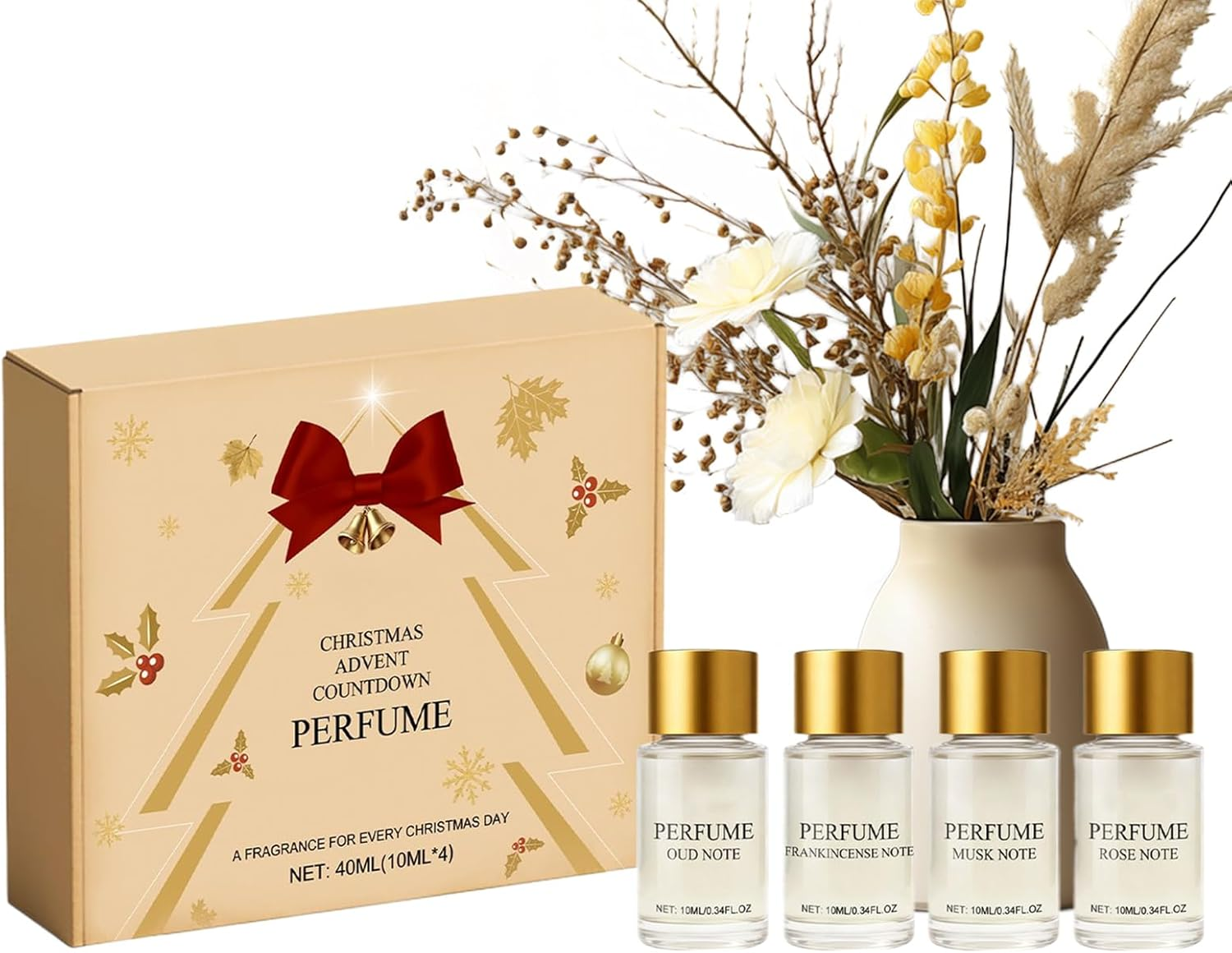 Advent Perfume Calendar | Christmas Advent 4-Piece 2025 | Women Fragrance Set Countdown Calendar - for Girls Adults Holiday Birthday Valentine Daily Travel Commuting Party