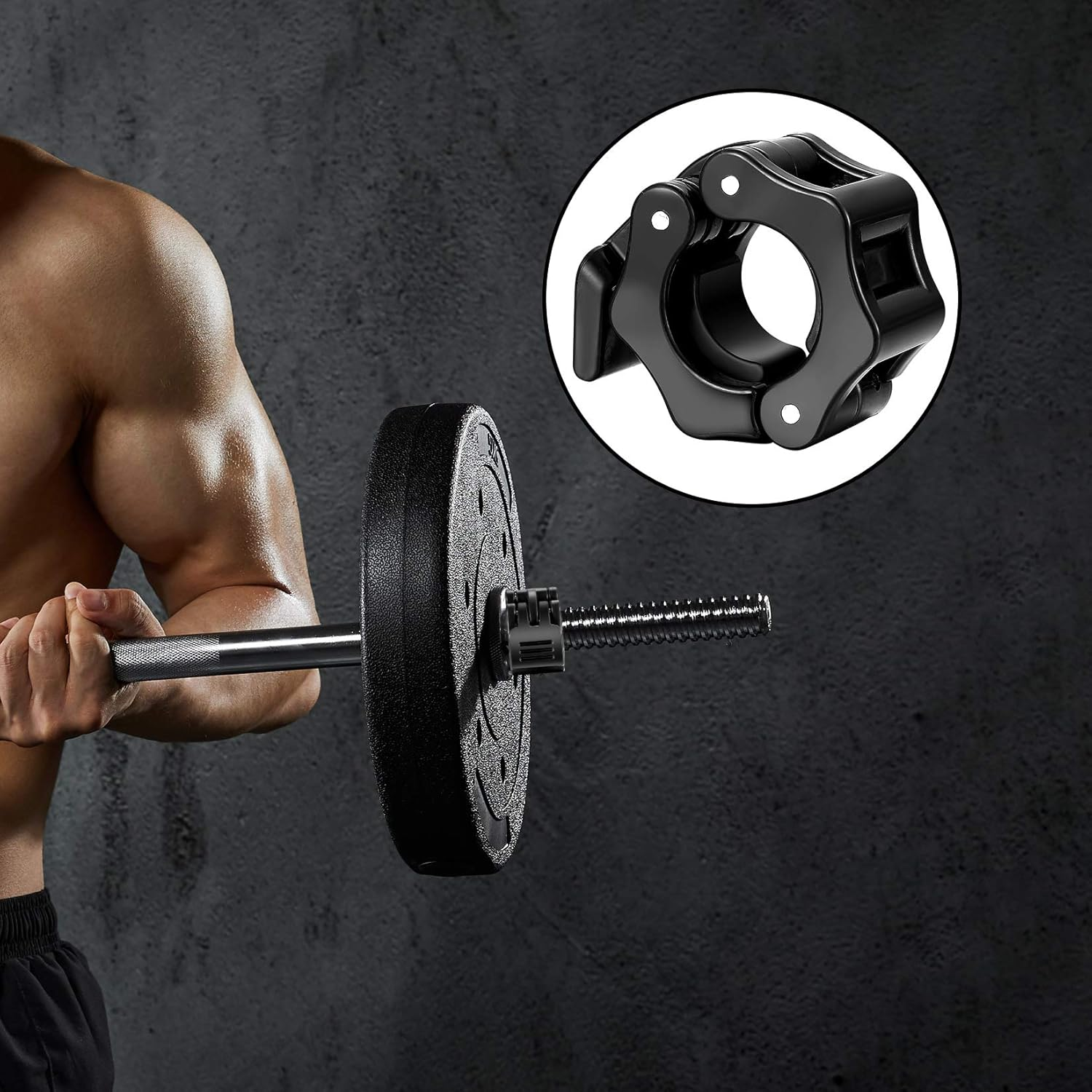 Pack of 4 Dumbbell Clasps, 30 Mm Barbell Clamps Collar Clips Locking Quick Release for Workout Weightlifting image number 2