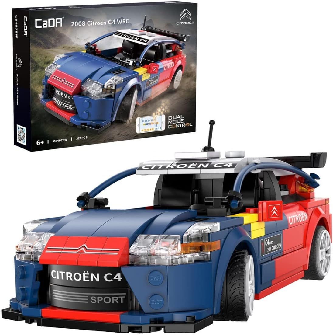 Jeder Bricks Citroen C4 WRC (Sebastian LOEB) - Construction Kit - with R/C and App Control - Official Citroen Product - 329 Pieces - + 6 Years - 1:18 Scale (DEQUBE 927DE51078) image number 1