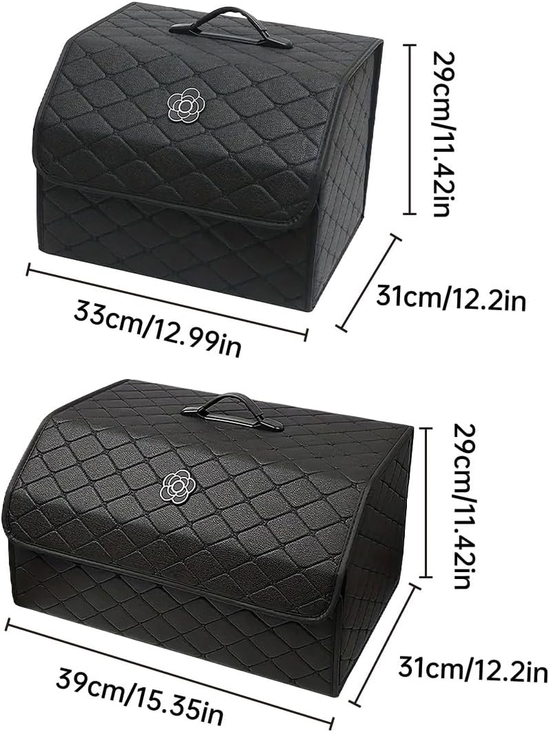 AIMALL Quilted Car Trunk Organizer, Multifunctional Storage Box for Women, Stylish Black image number 1