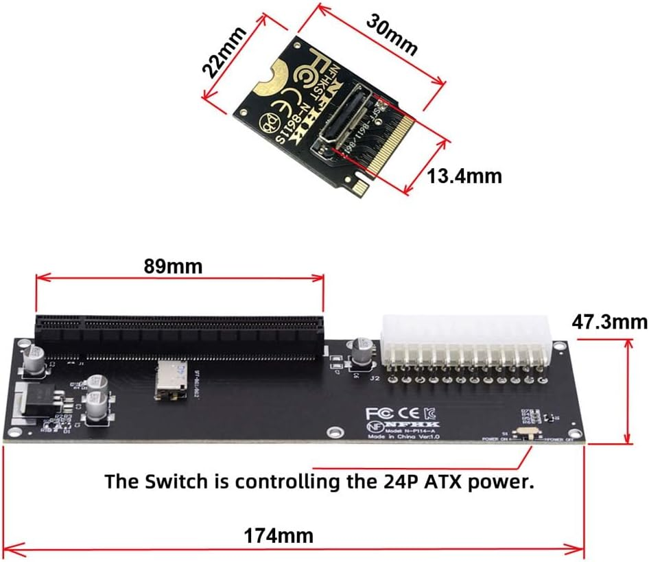Cablecc PCI-E 3.0 M.2 M-Key to Oculink SFF-8611 SFF-8612 Host Adapter for GPD Win Max2 External Graphics Card & SSD image number 5