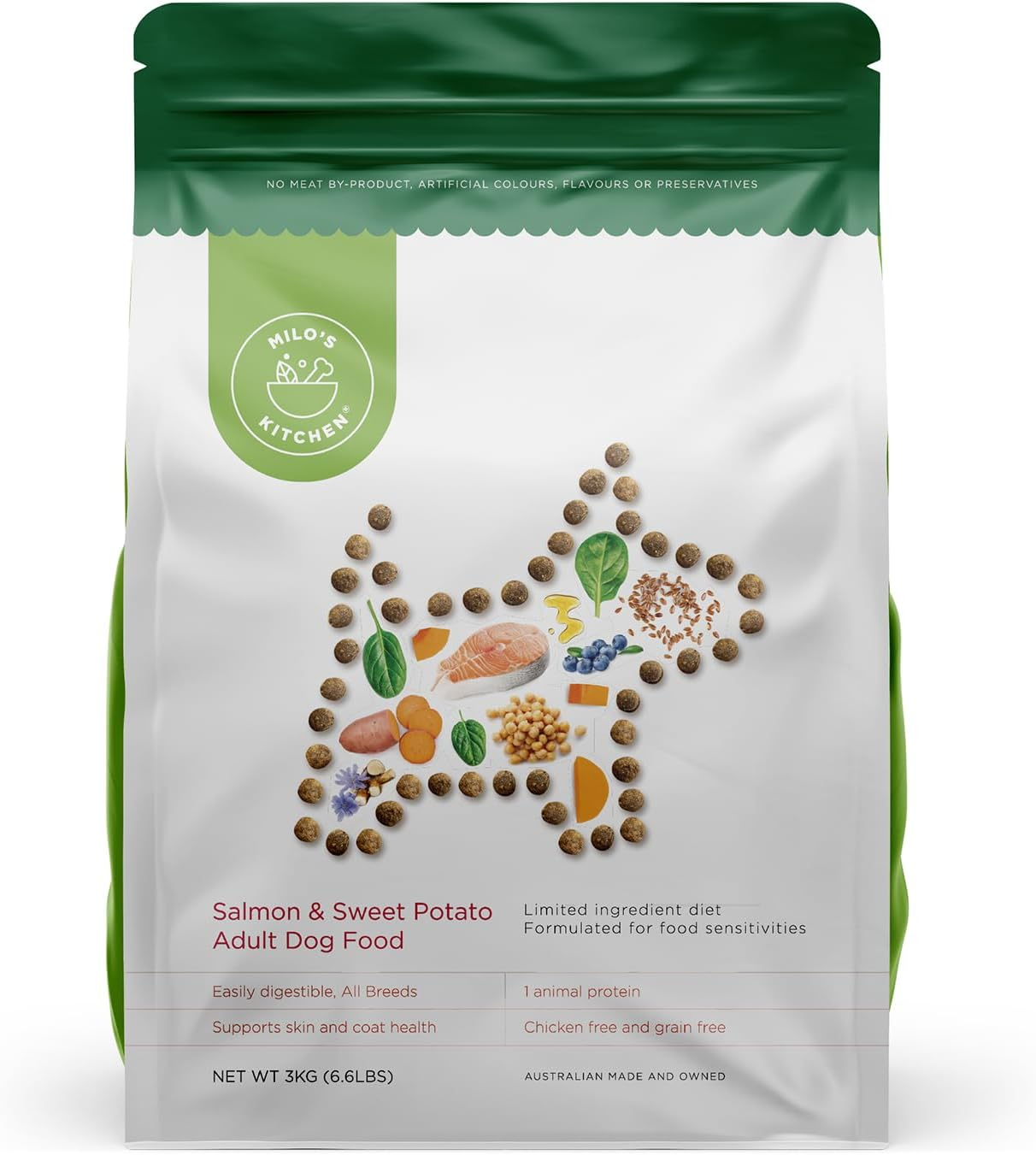 Milo'S Kitchen Grain Free Adult Single Protein Salmon Sweet Potato Dry Dog Food 3 Kg