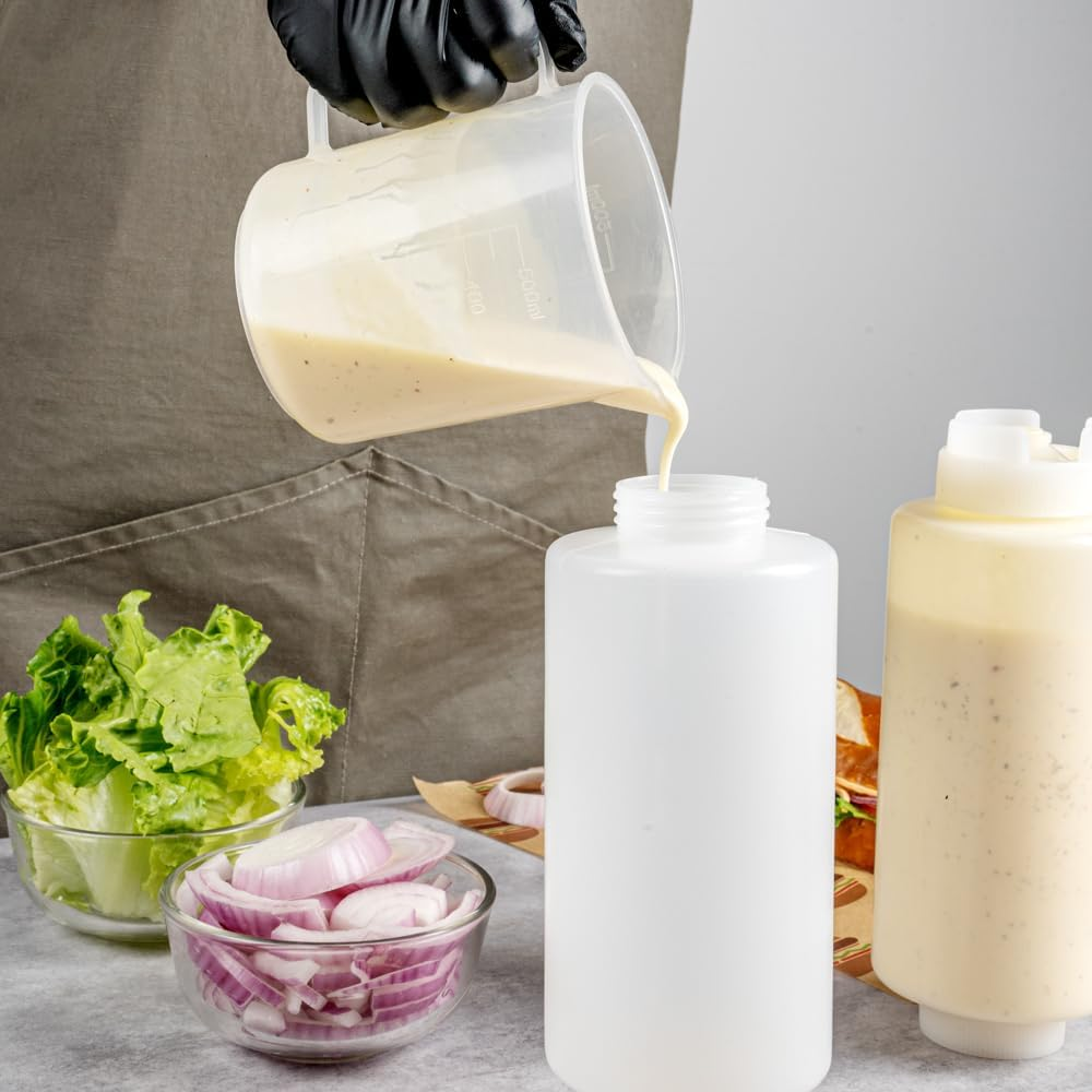Restaurantware 32Oz. FIFO Inverted Plastic Squeeze Bottle with Refill and Dispensing Lids - First in First Out - Perfect for Restaurants, Catering, and Food Trucks - 1Ct Box - image number 5