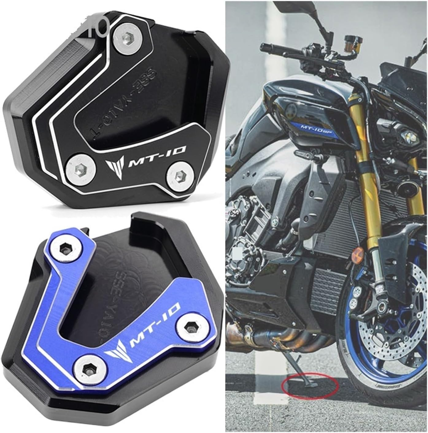 Motorcycle Accessories Compatible with MT-10 MT 10 FZ10 2016-2021 MT10 SP 2022 2023 2024 Kickstand Side Stand Extension Support Plate (Size : Blue MT-10) image number 3