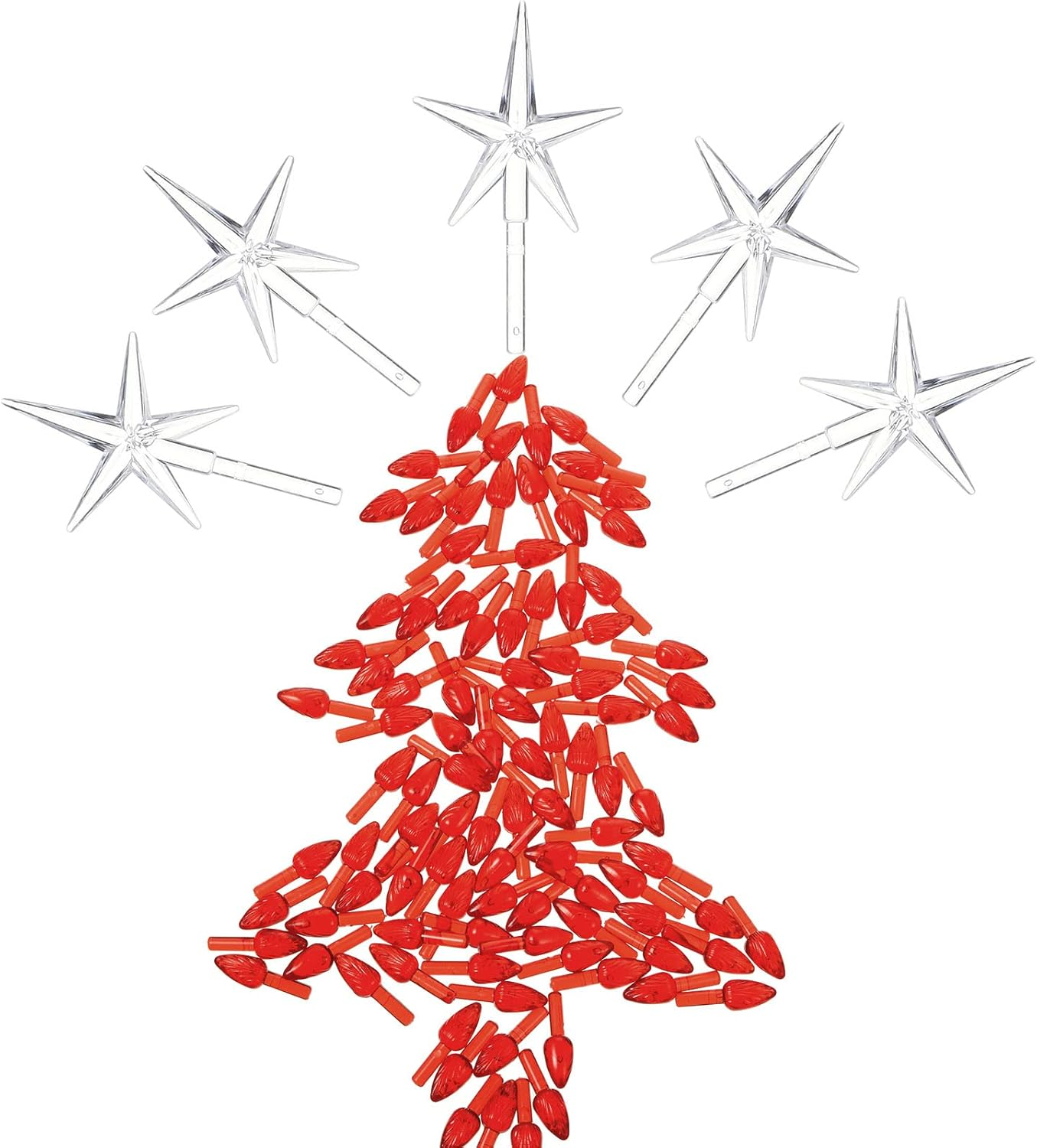 Boao 100 Pieces Ceramic Christmas Tree Bulbs and 5 Stars Replacement Plastic Tree Bulbs for Ceramic Christmas Tree Decorations(3.8 Mm Diameter,Transparent)