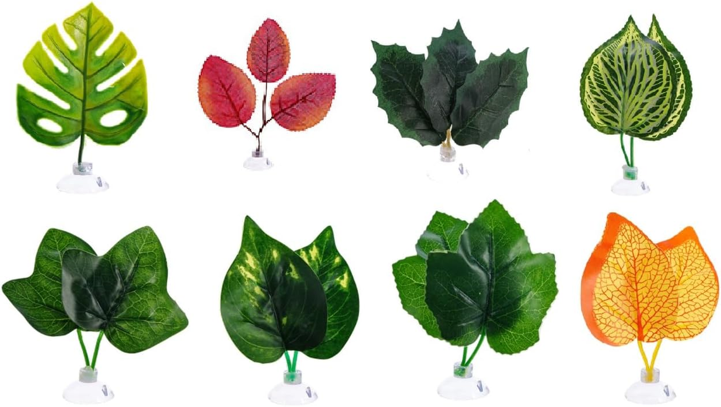 Liyquint 8 PCS Betta Fish Hammock with Double Leaf Pad, Artificial Aquatic Plants for Aquarium Decoration, Plastic Betta Bed Leaf & Habitat Toys for Fish Tank, Betta Fish Tank Accessories (Multicolor) image number 4