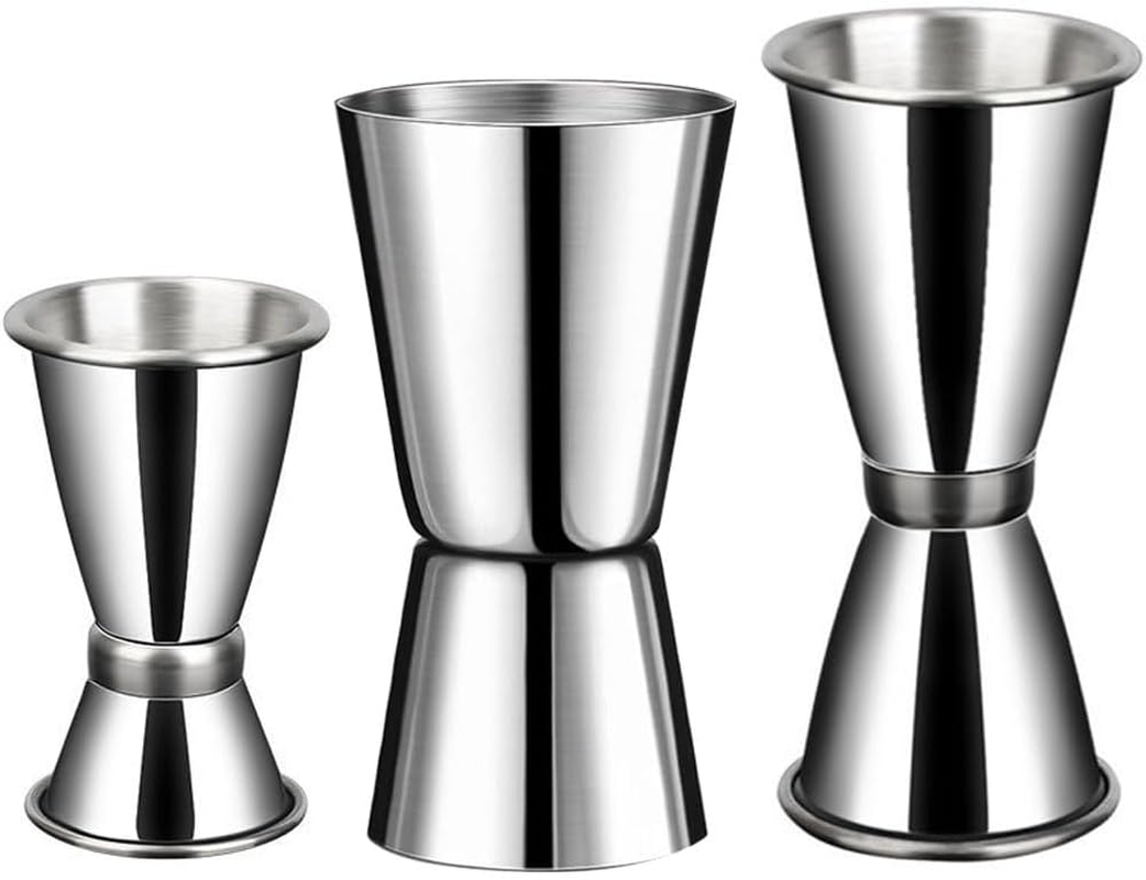 304 Stainless Steel Cocktail Double Jigger, 3 Pack Japanese Style Bar Measuring Jigger Cocktail Alcohol Measuring Tools for Bartender Bartending, 15/30Ml 30Ml/50Ml 30Ml/60Mlz, Silver image number 4