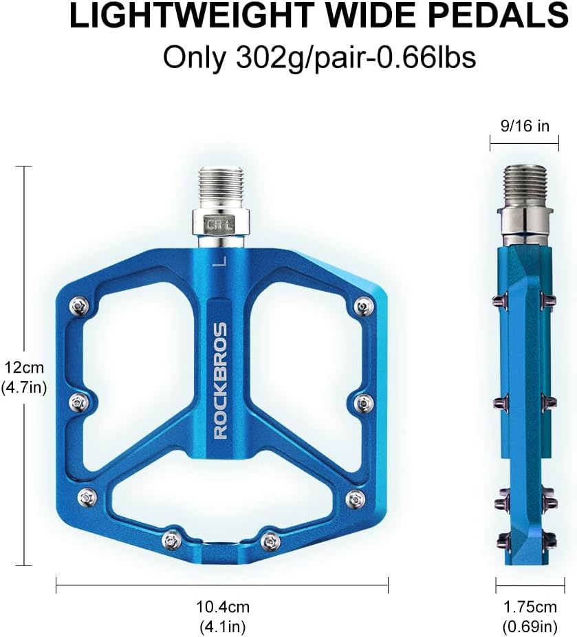 ROCKBROS Mountain Bike Pedals MTB Pedals 9/16-Inch Sealed Bearing Lightweight Aluminum Alloy Bicycle Platform Flat Pedals for Road Mountain BMX MTB Bike - Red image number 5