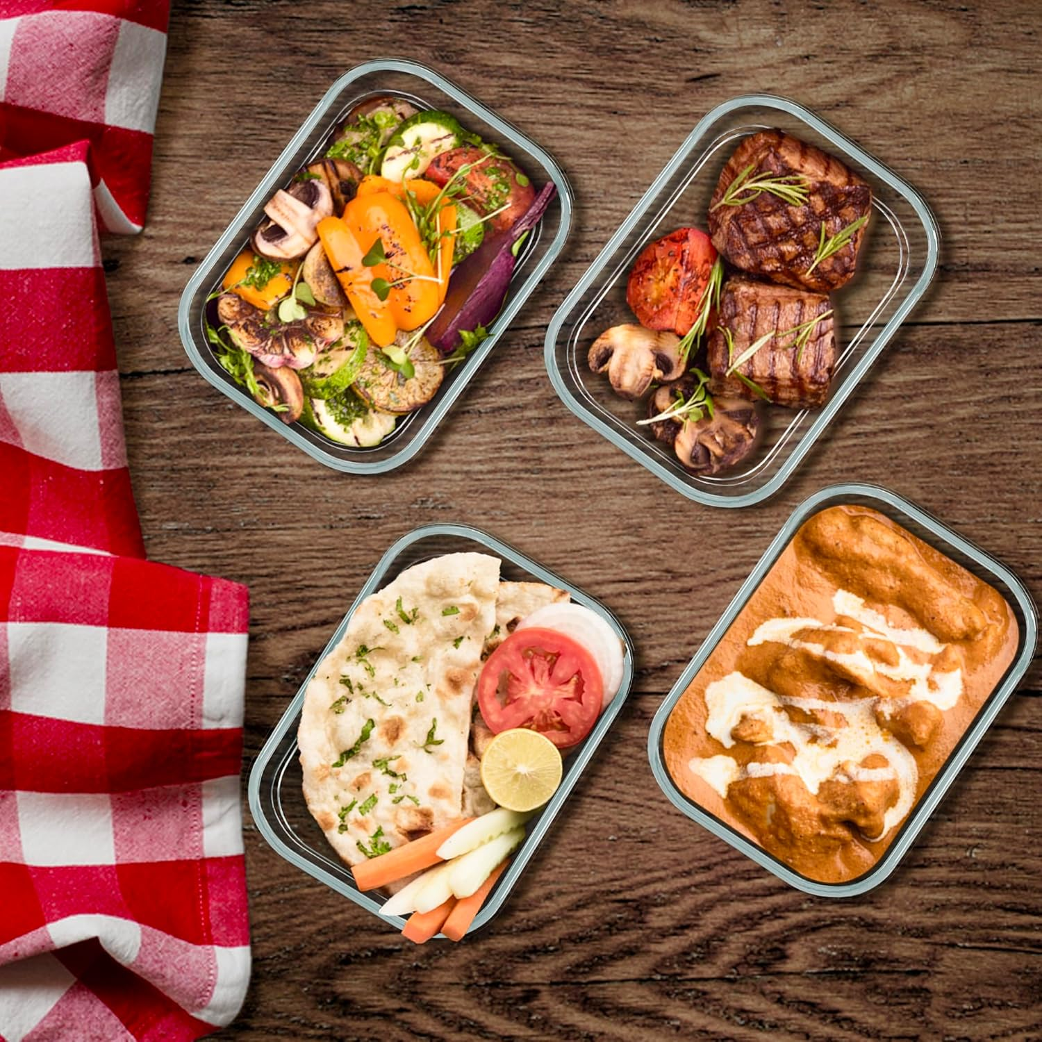 Unique Impression 5 Pack 1040Ml Glass Vacuum Food Storage Containers with Date Tracker & Pump - Airtight Vacuum Containers with Lids - Oven,Microwave and Fridge/Freezer Safe - Leak Proof image number 6